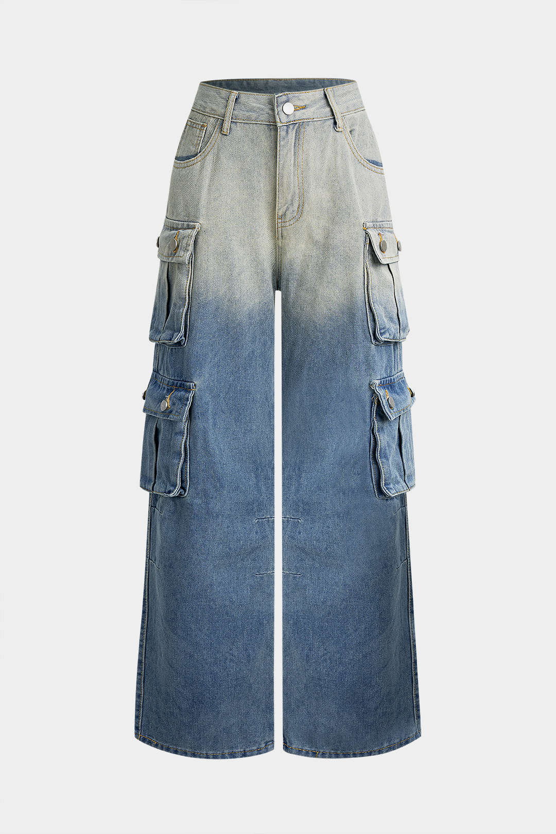 Denim High Waist Pocket Wide Leg Jeans - Weenar