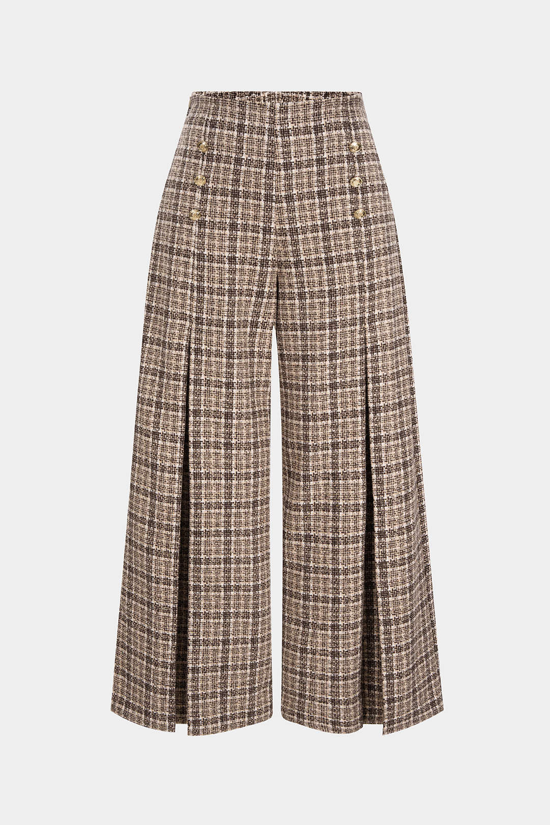 Plus Size Plaid Print Zipper Button Straight Pants - Weenar