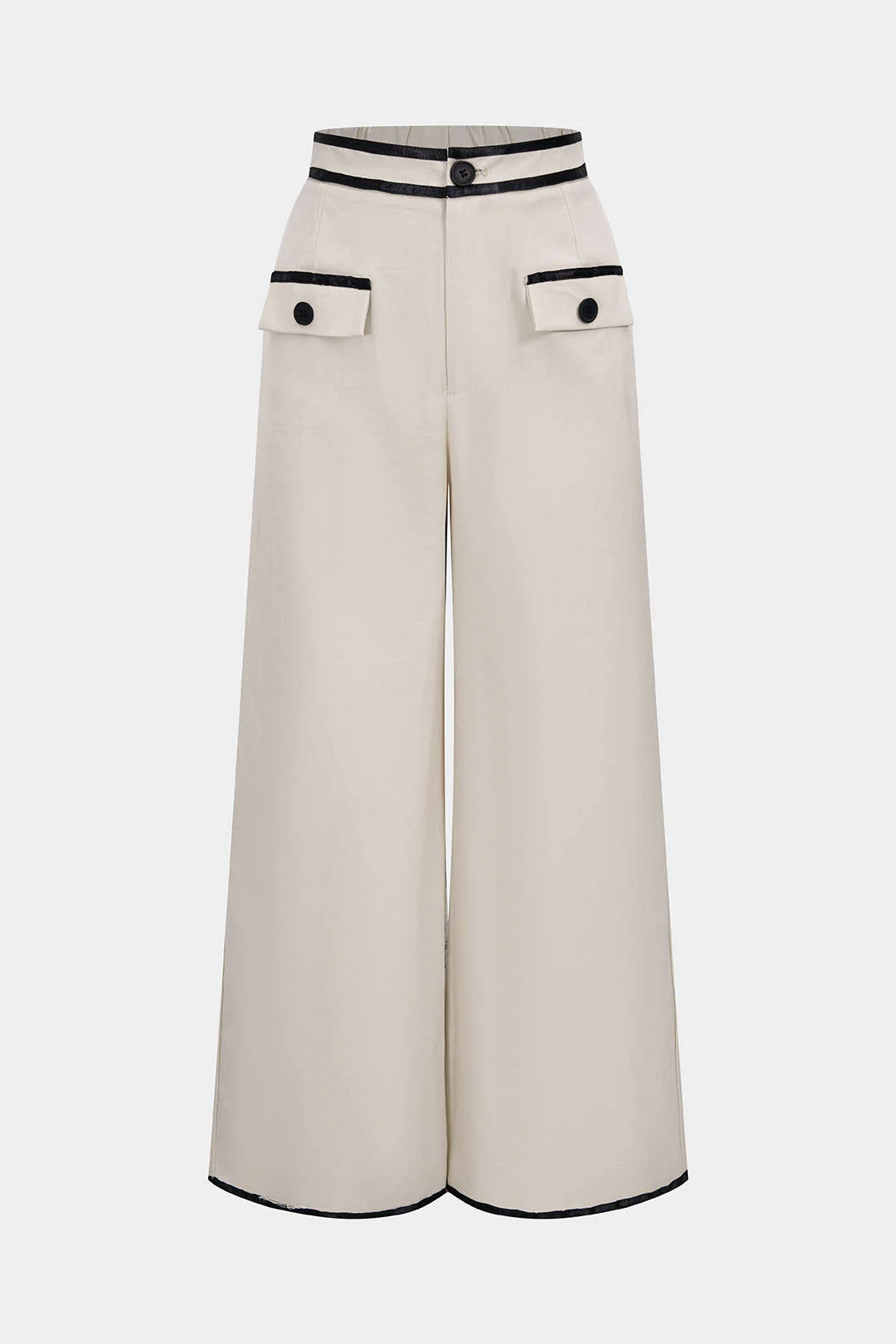 Contrast Binding Straight Leg Pants - Weenar