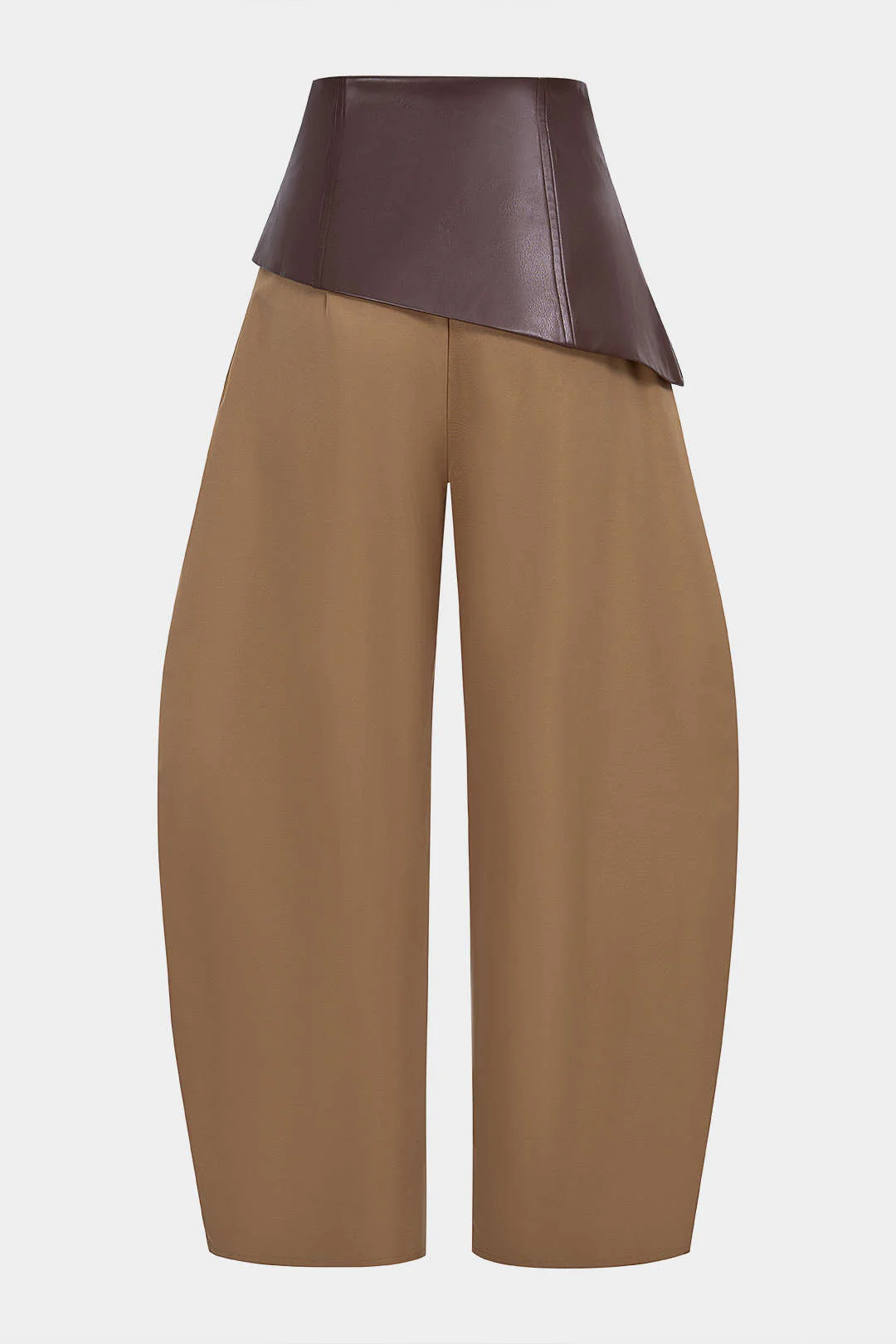 Faux Leather Patchwork Asymmetrical High Waist Pants - Weenar