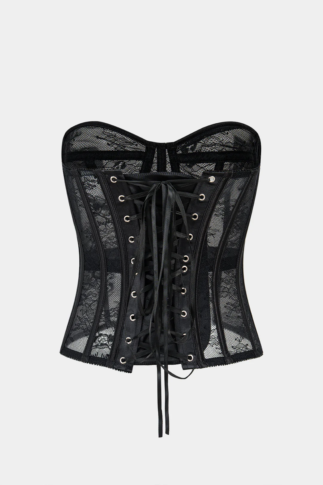 Tie-Up Lace Bustier Corset Tube Top - Weenar