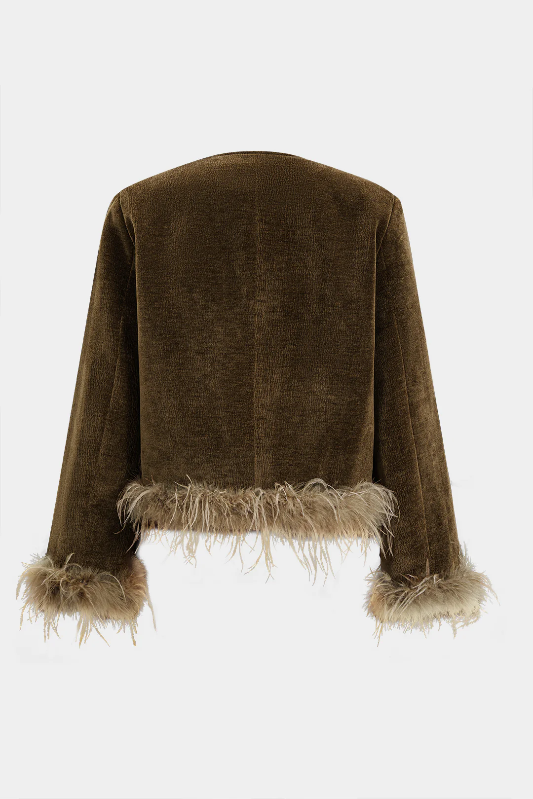Corduroy Patchwork Feather Trim Blazer - Weenar