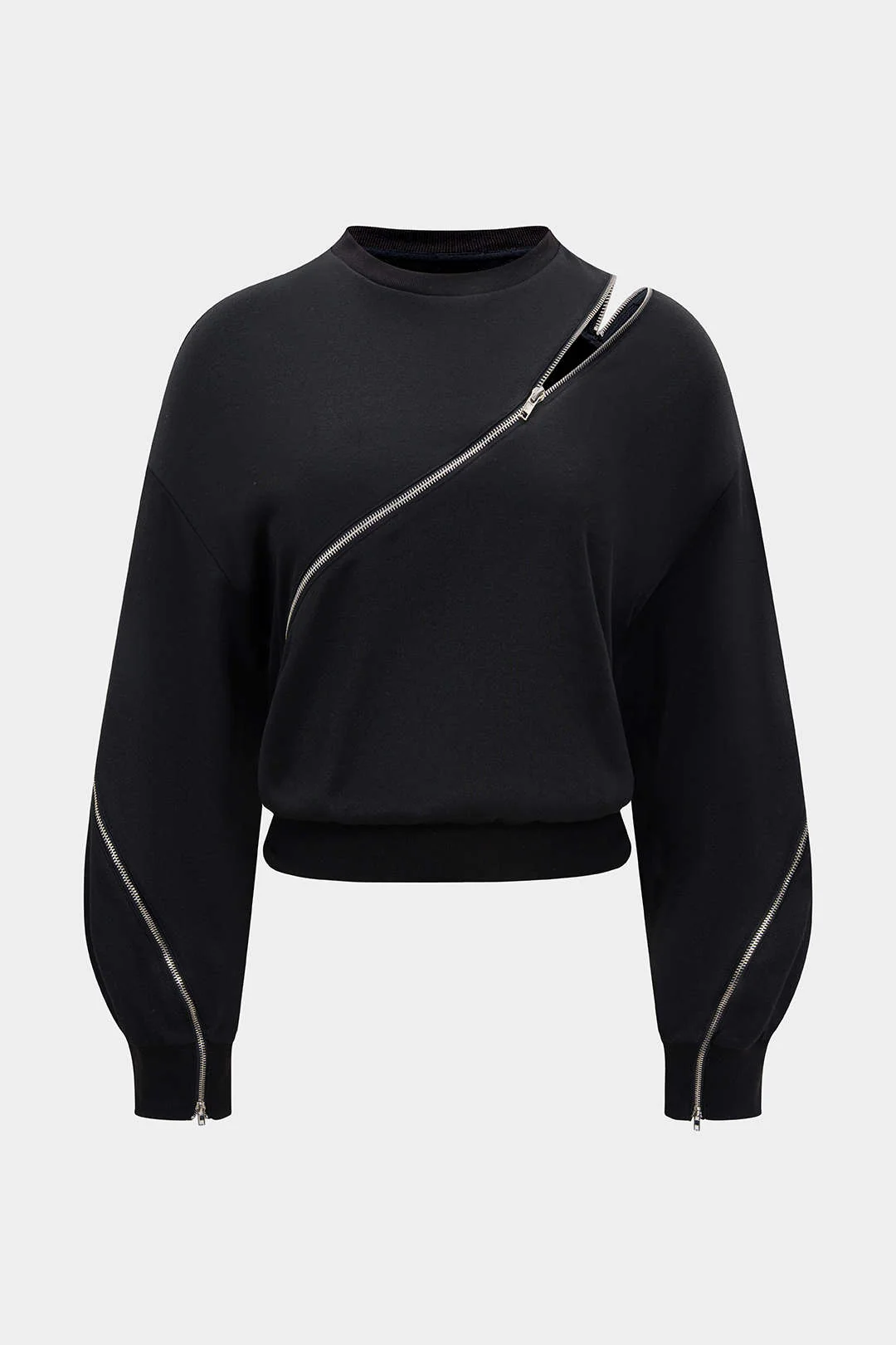 Round Neck Zipper Sweatshirt - Weenar