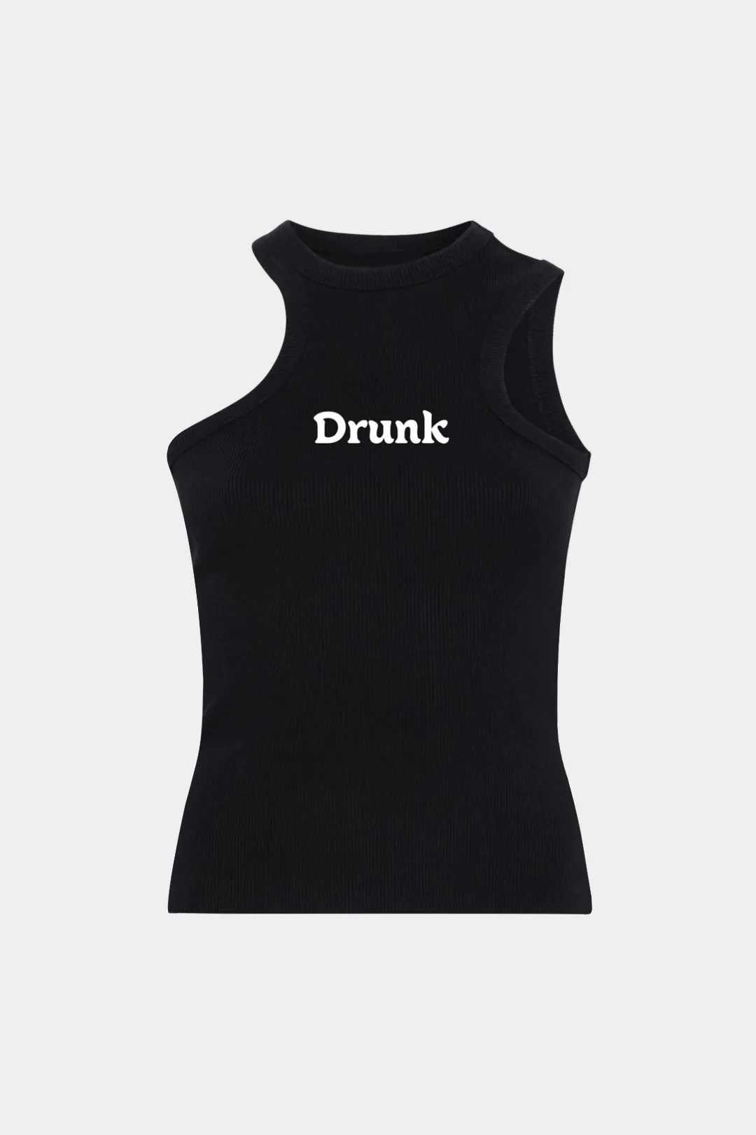 Plus Size Letter Print Asymmetrical Tank Top - Weenar