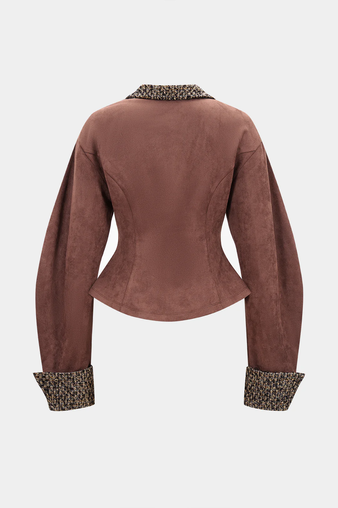 Suede Patchwork Metallic Button Blazer - Weenar