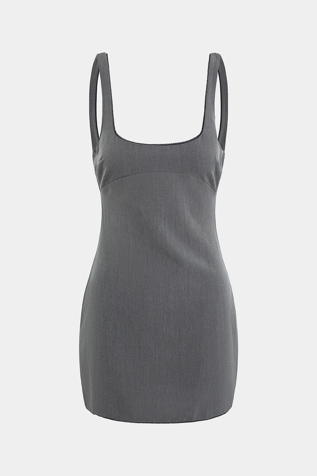 Square Neck Zipper Backless Sleeveless Mini Dress - Weenar
