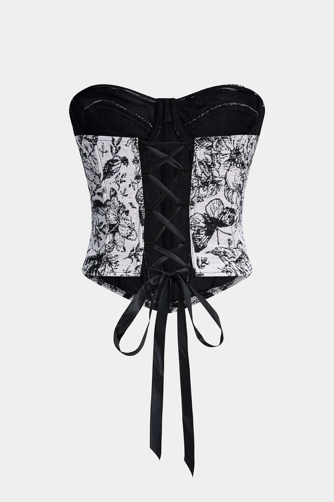 Jacquard Wrap Tie-Back Corset Waist Tube Top - Weenar