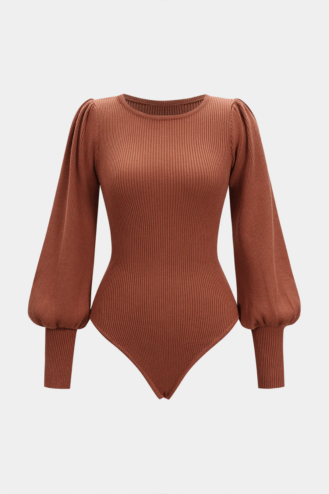 Ruched Ribbed Long Sleeve Bodysuit - Weenar