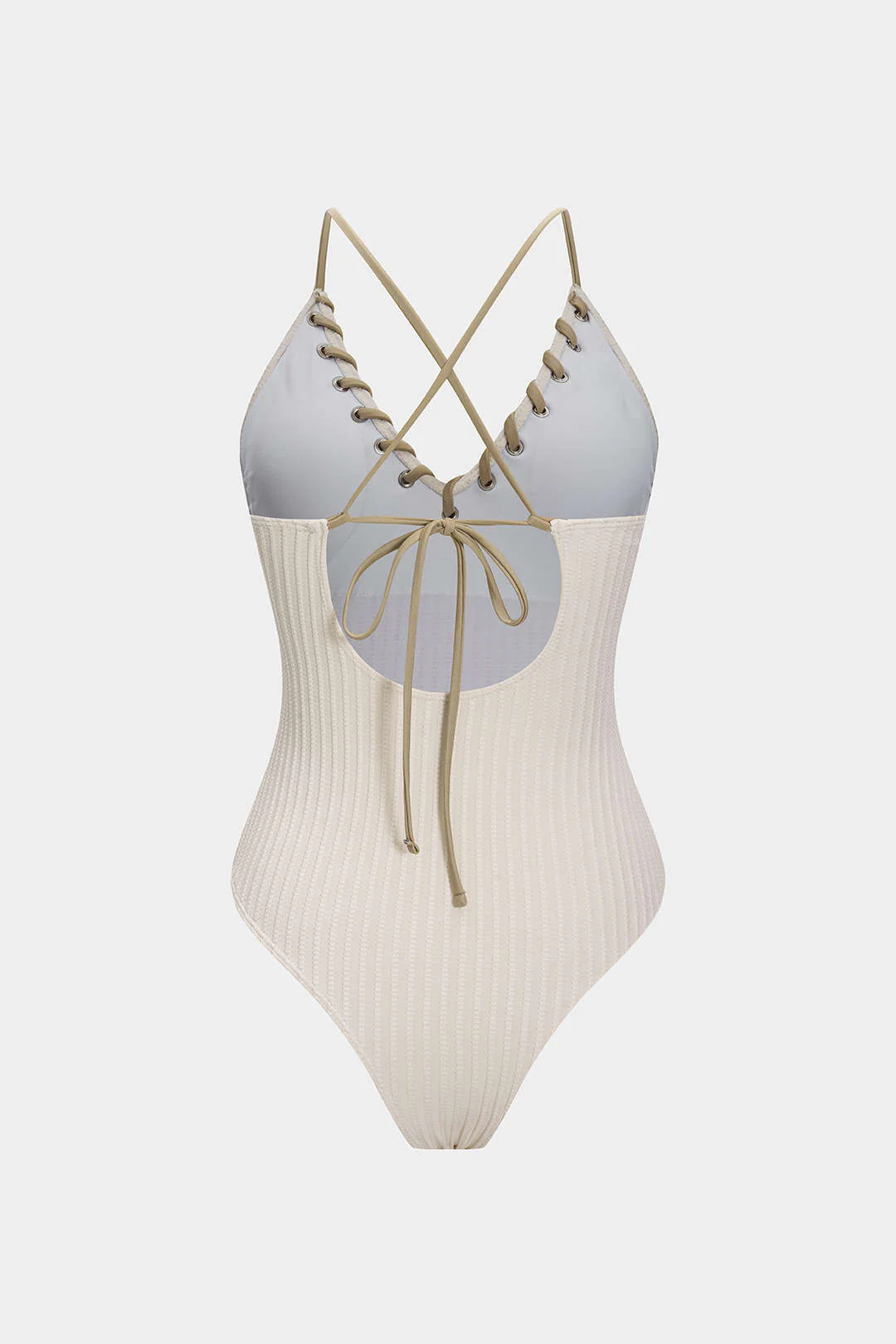 Contrast Whipstitching Tie Back Sleeveless Slip Bodysuit - Weenar
