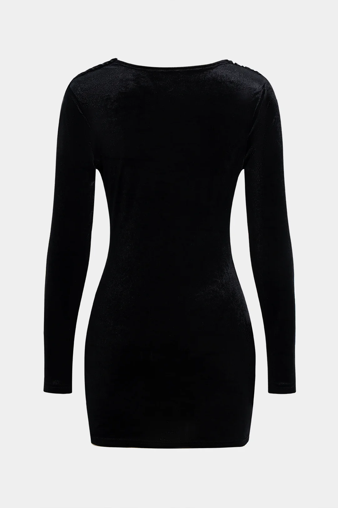 Velvet Deep V-Neck Ruched Long Sleeve Mini Dress - Weenar