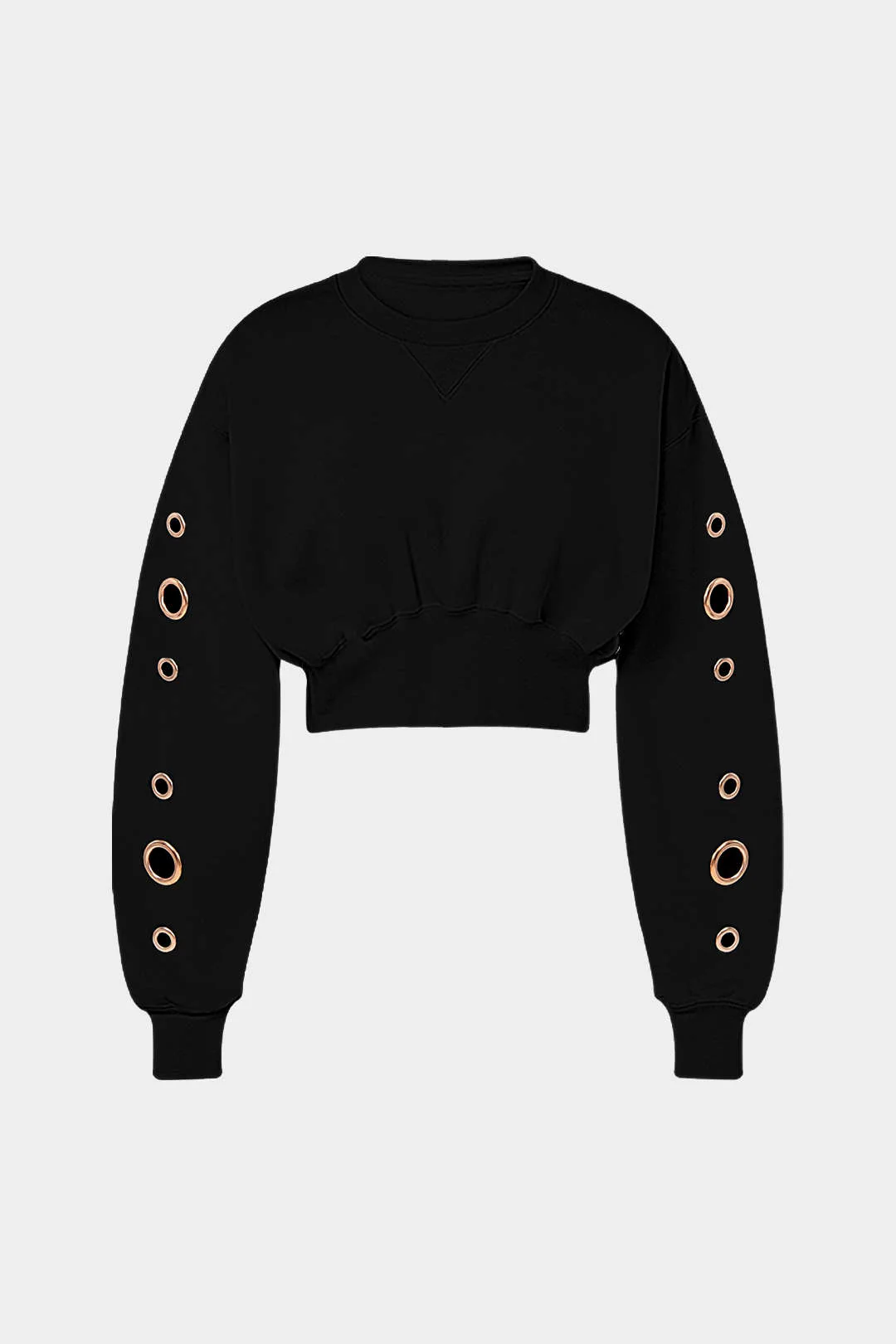 Metallic Eyelet Long-Sleeve Top - Weenar