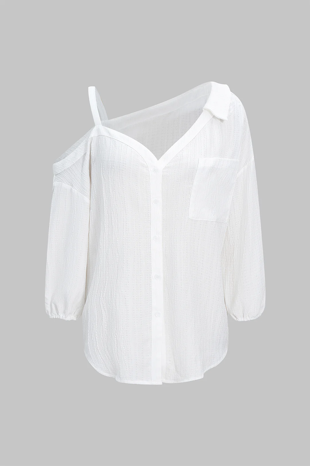 Button Asymmetrical Backless Long-Sleeve Shirt - Weenar
