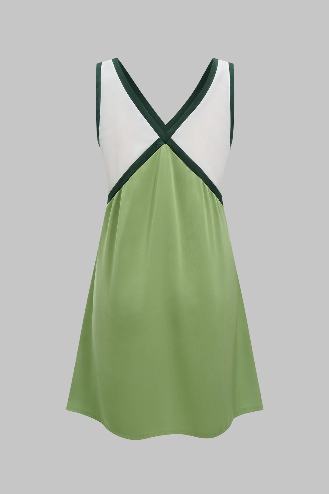 Contrast Binding V-Neck Sleeveless Mini Dress - Weenar