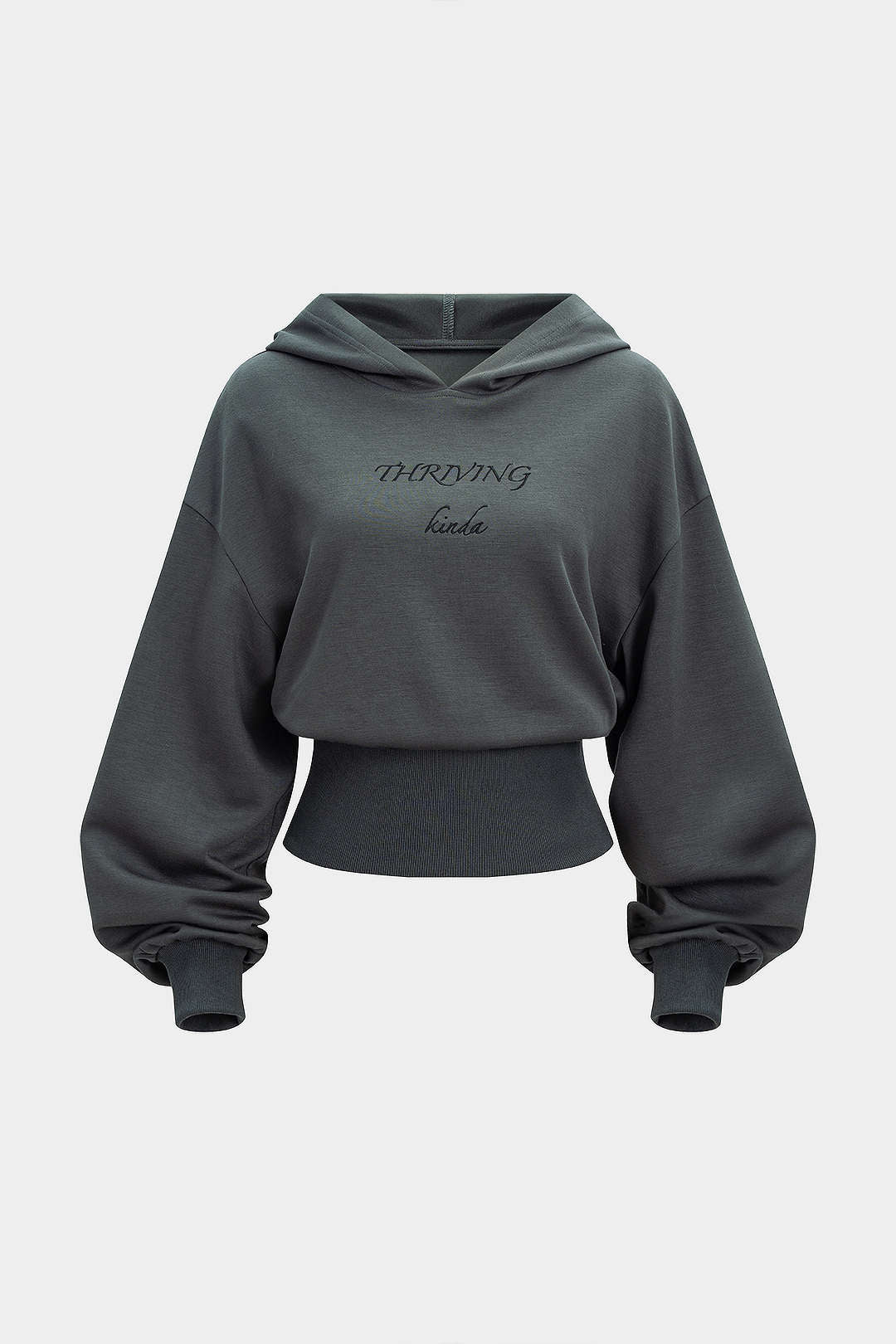 Letter Embroidery Long-Sleeve Hoodie - Weenar
