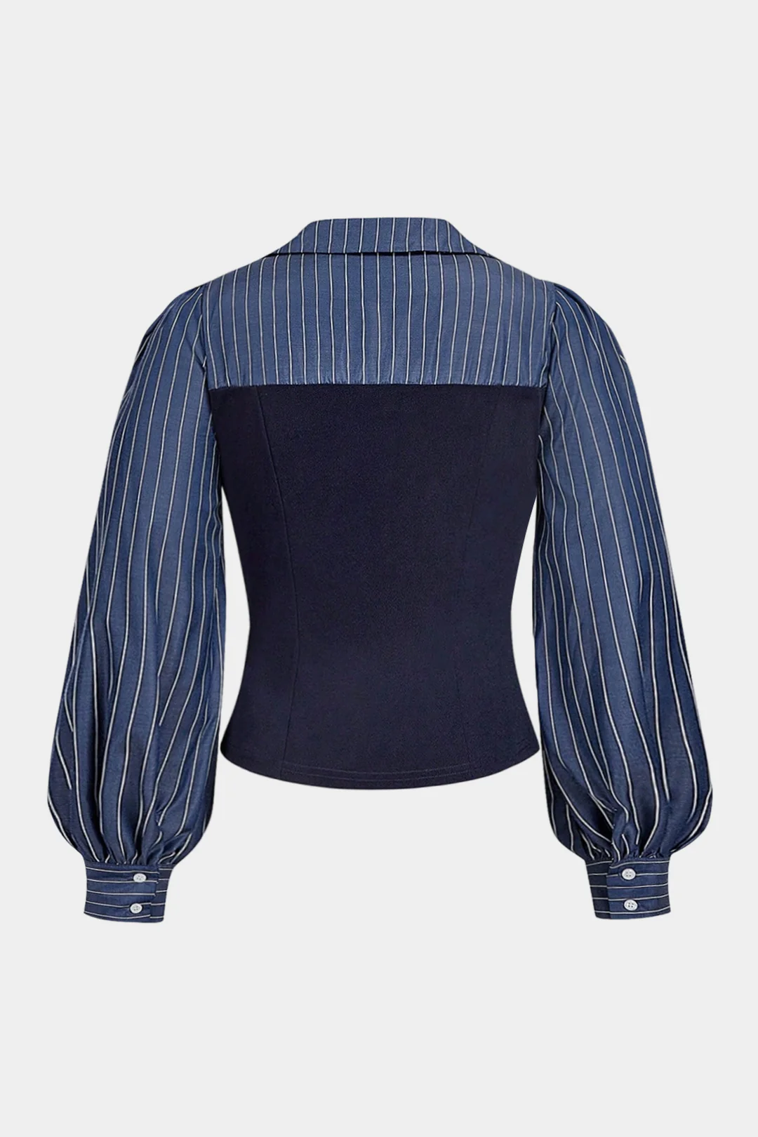 Plus Size Stripes Print Corset Long-Sleeve Shirt - Weenar