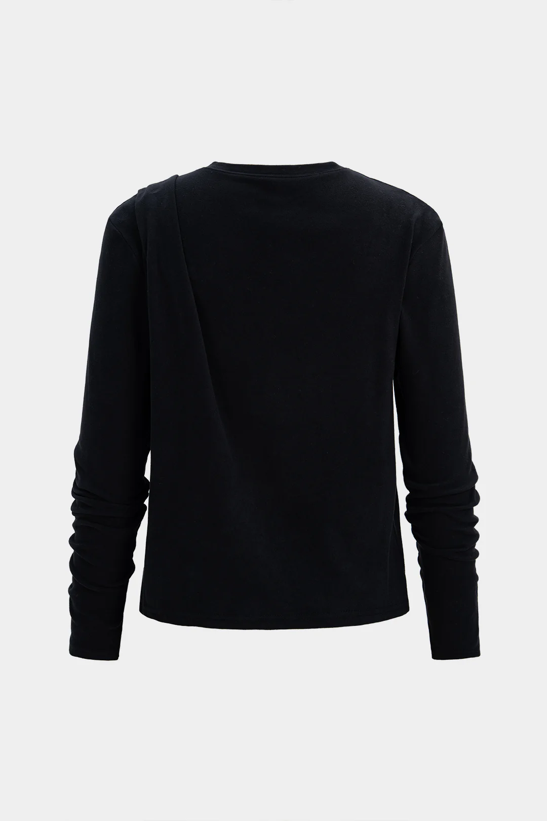 Round Neck Asymmetrical Long-Sleeve Top - Weenar