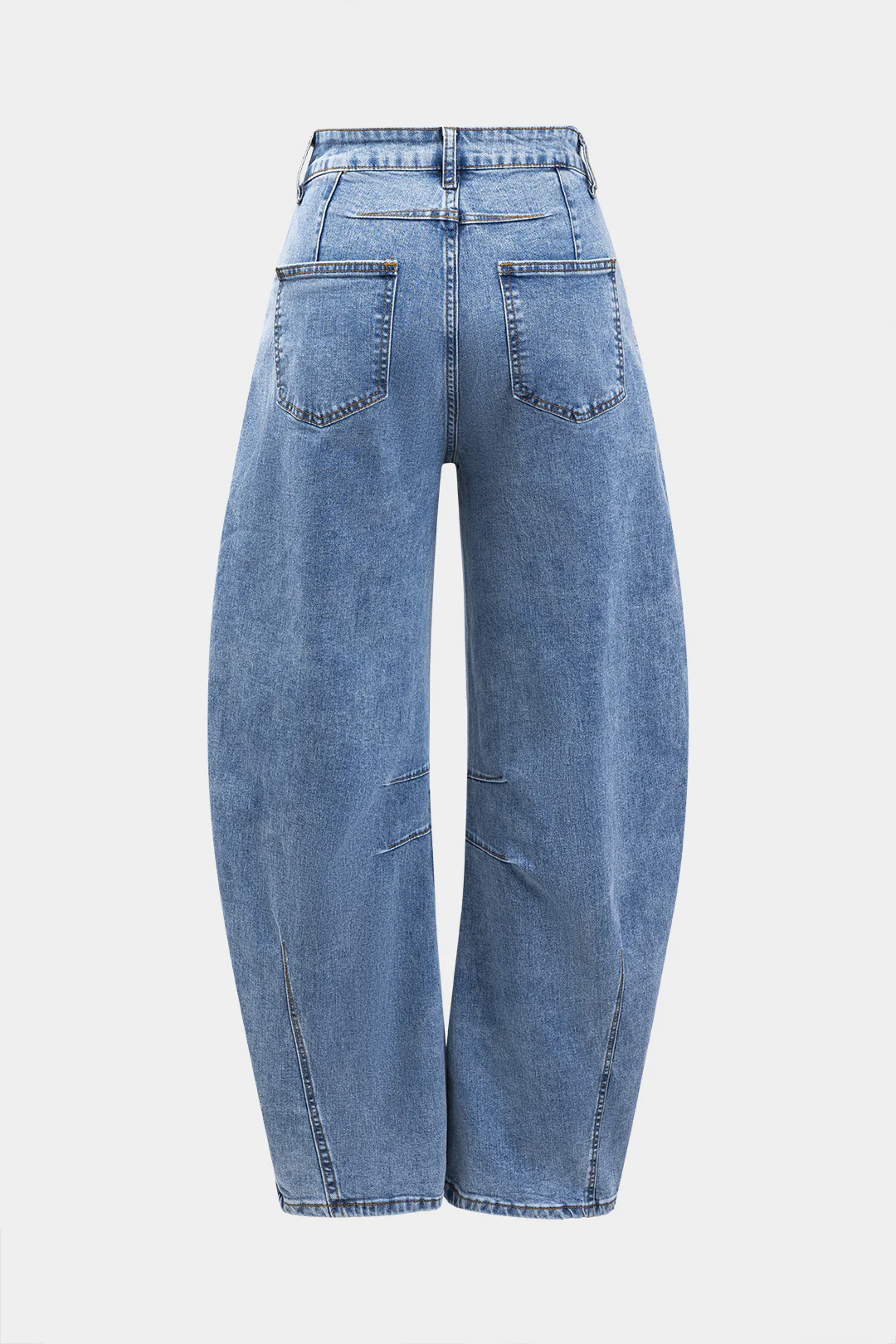 Denim Buton Pocket Wide Leg Barrel Jeans - Weenar