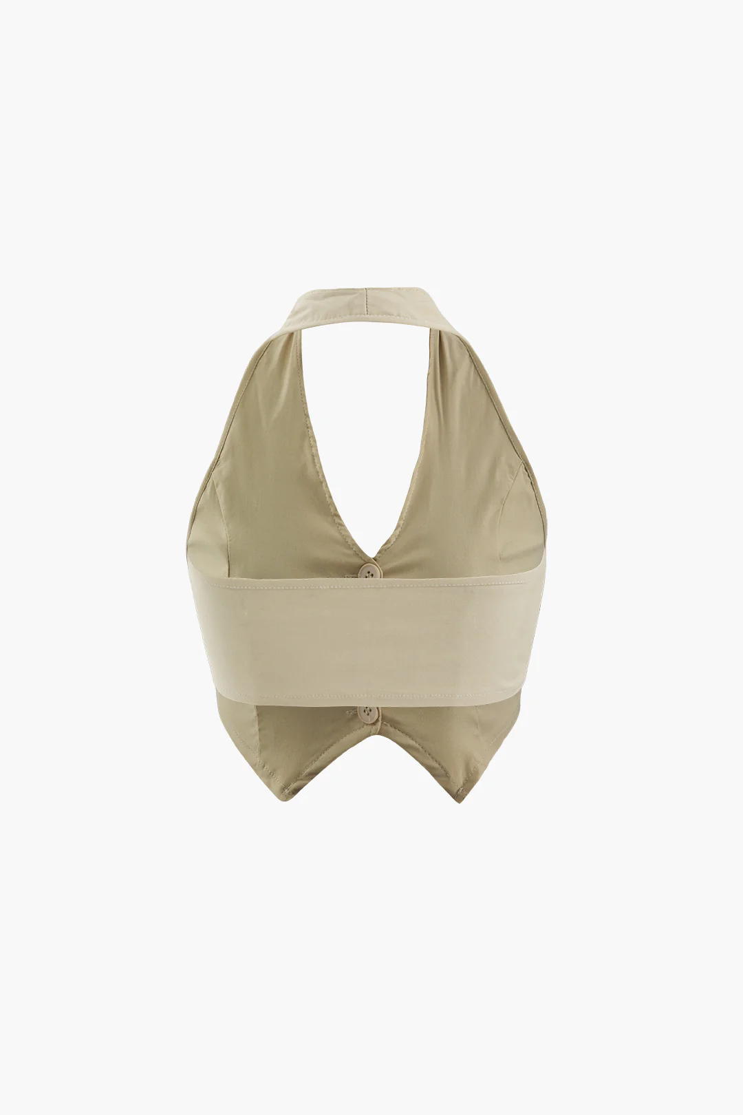 Halter Neck Backless Button Tank Top - Weenar