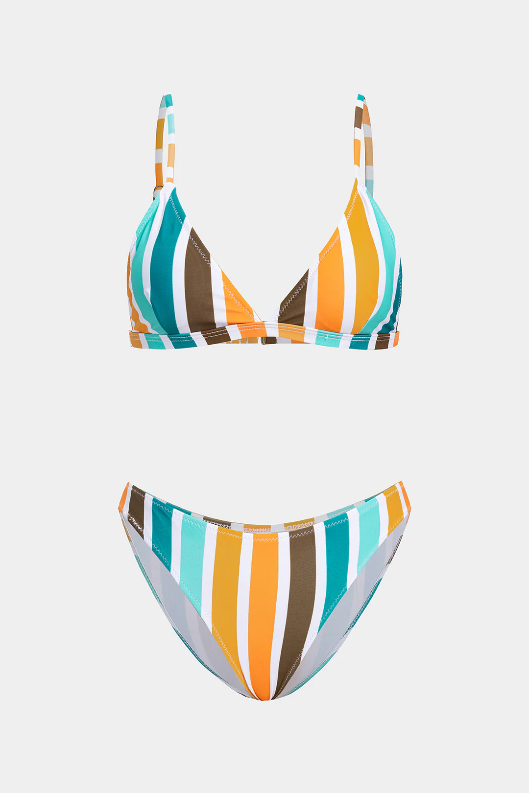 Stripes Print Backless Bikini Set - Weenar
