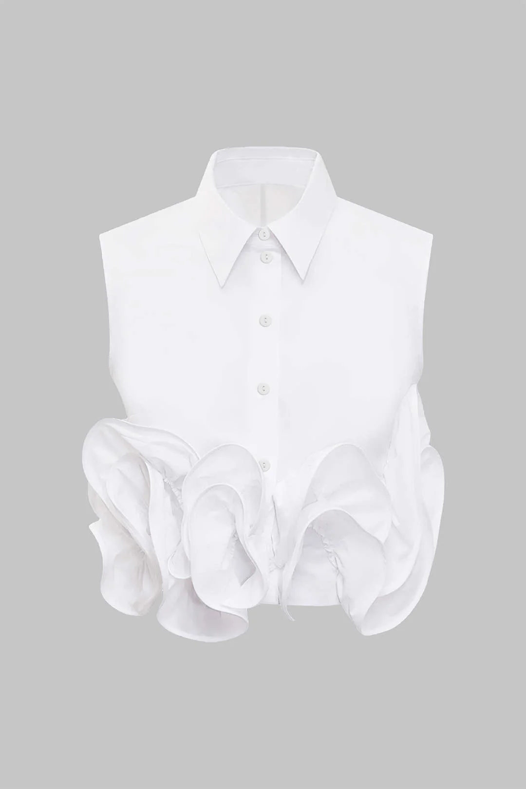 Button Ruffle Ruched Tank Top - Weenar