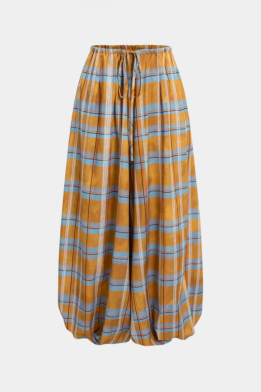 Plaid Print Drawstring Bloomers Pants - Weenar