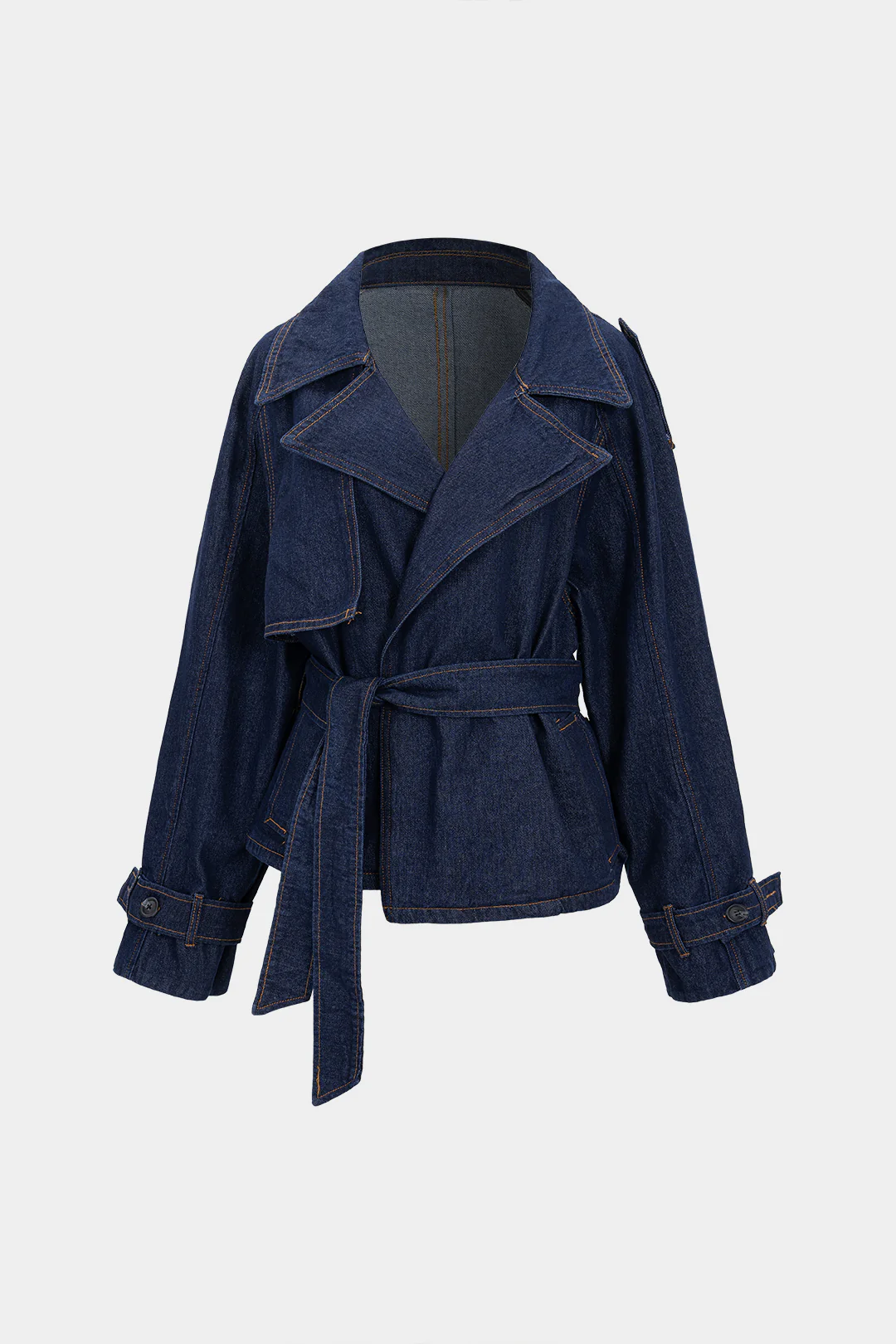 Denim Belted Asymmetrical Outerwear - Weenar