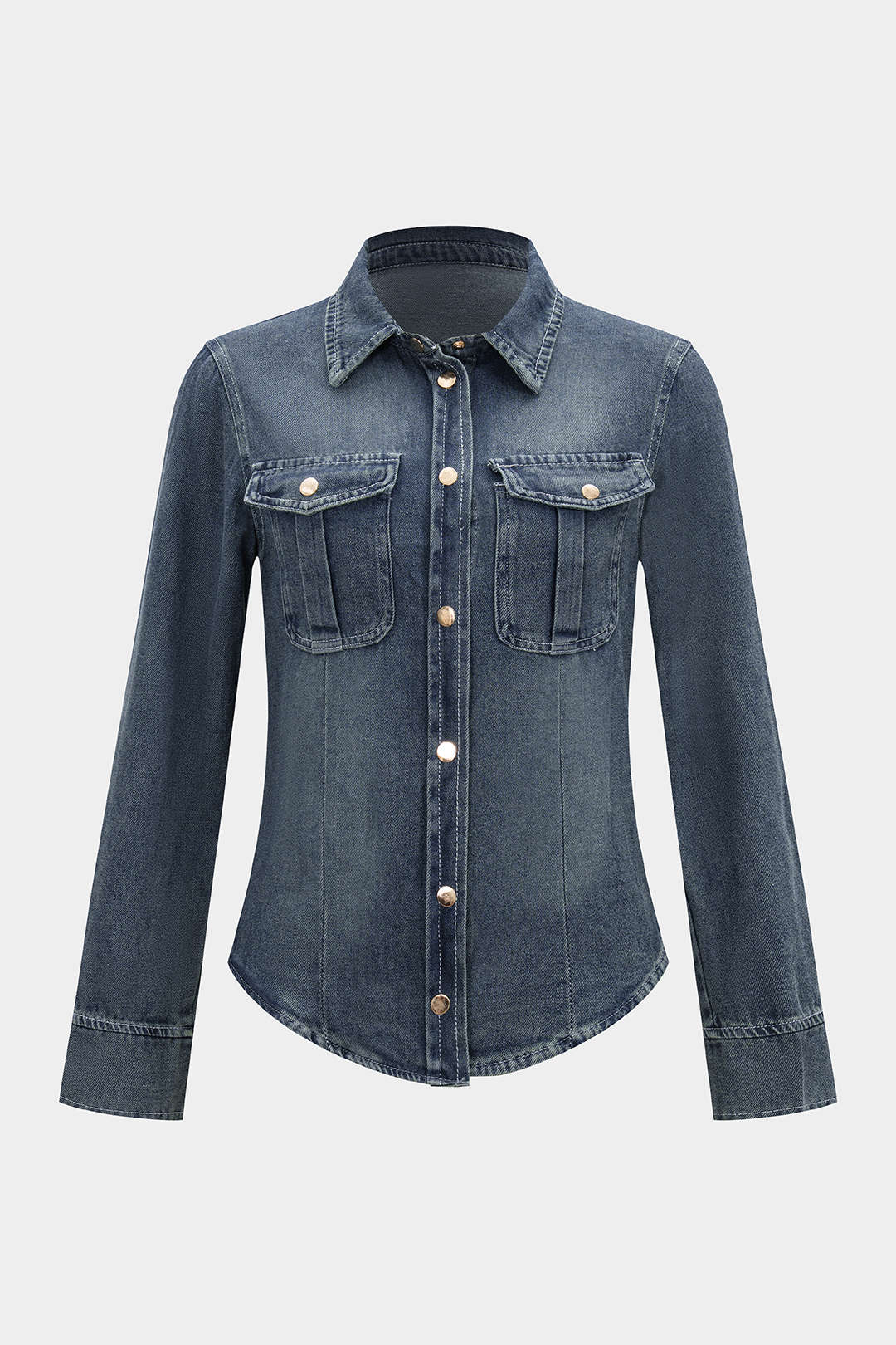 Denim Button Pocket Long Sleeve Shirt - Weenar