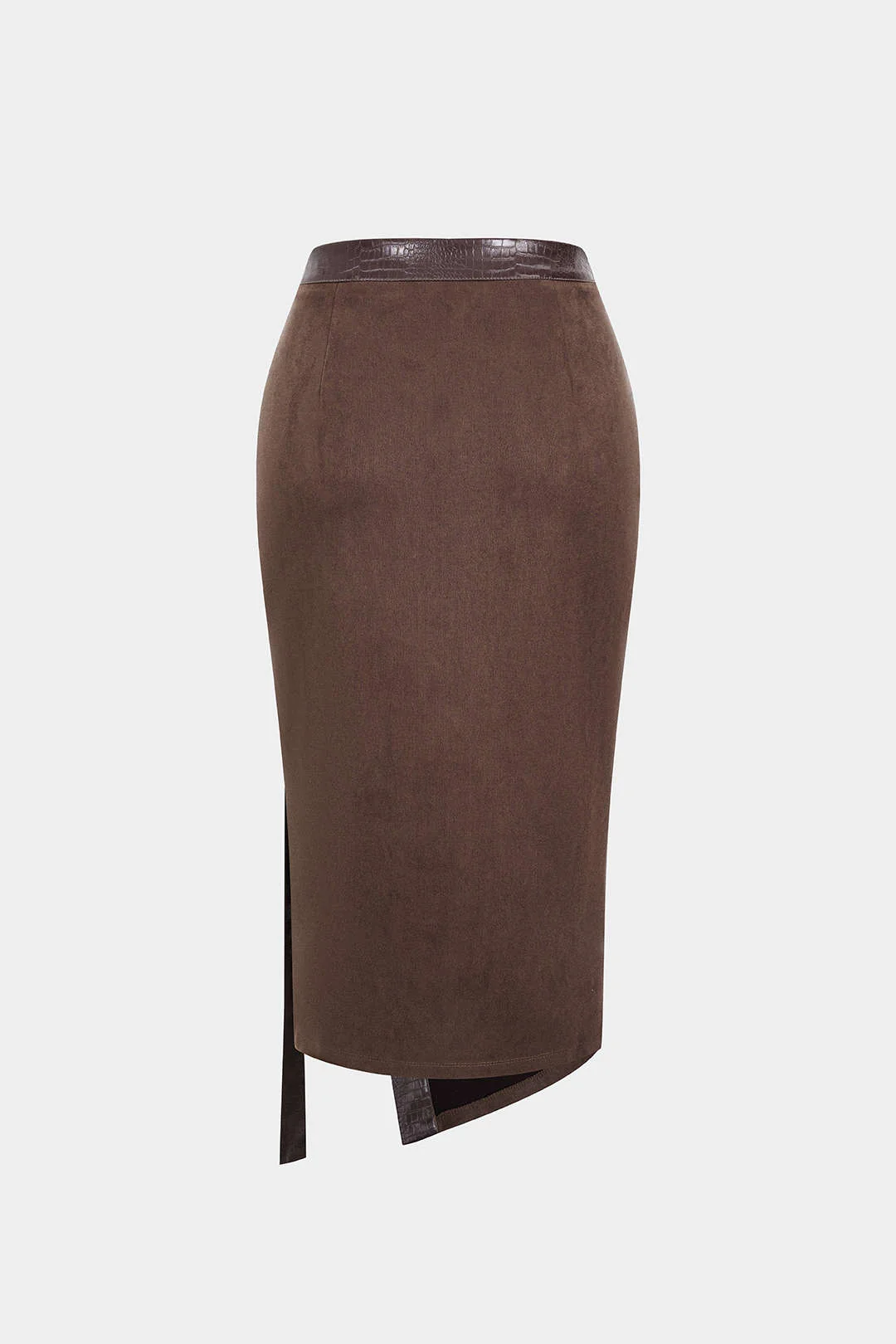 Faux Leather Patchwork Asymmetrical Skirt - Weenar