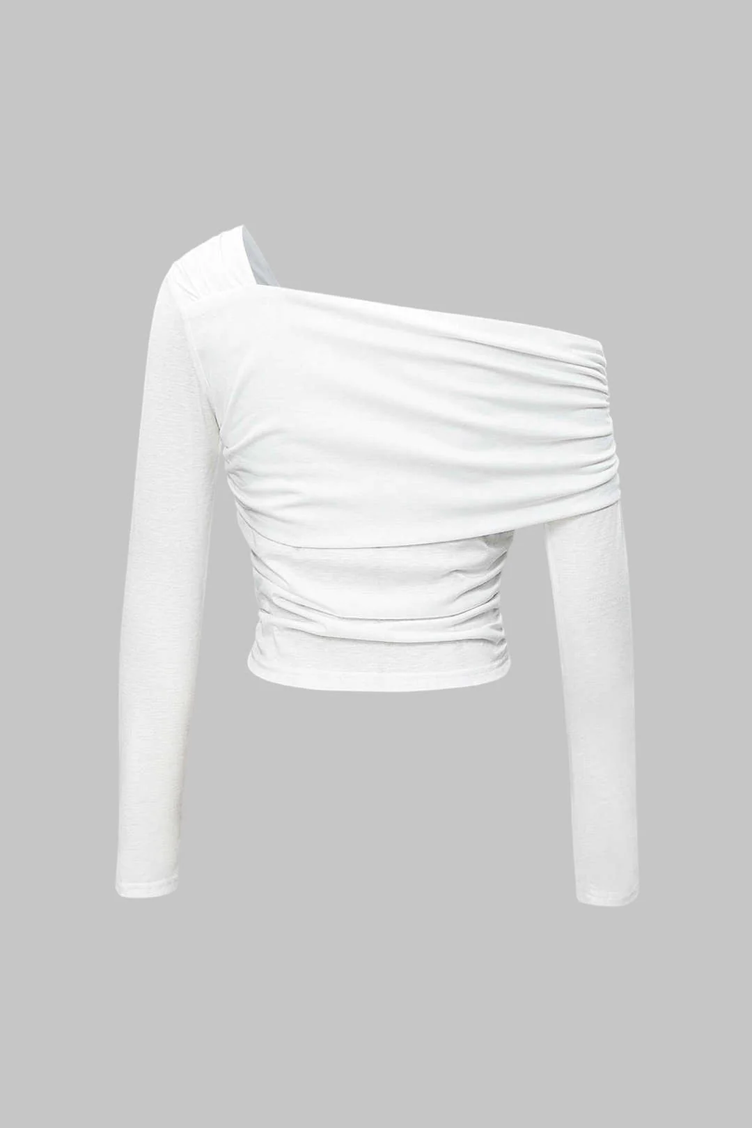 One Shoulder Ruched Asymmetrical Long-Sleeve Top - Weenar