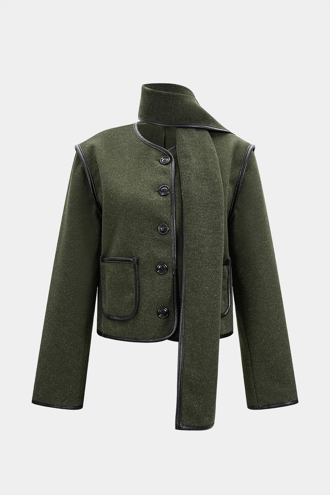 Woolen Piping Scarf Coat - Weenar