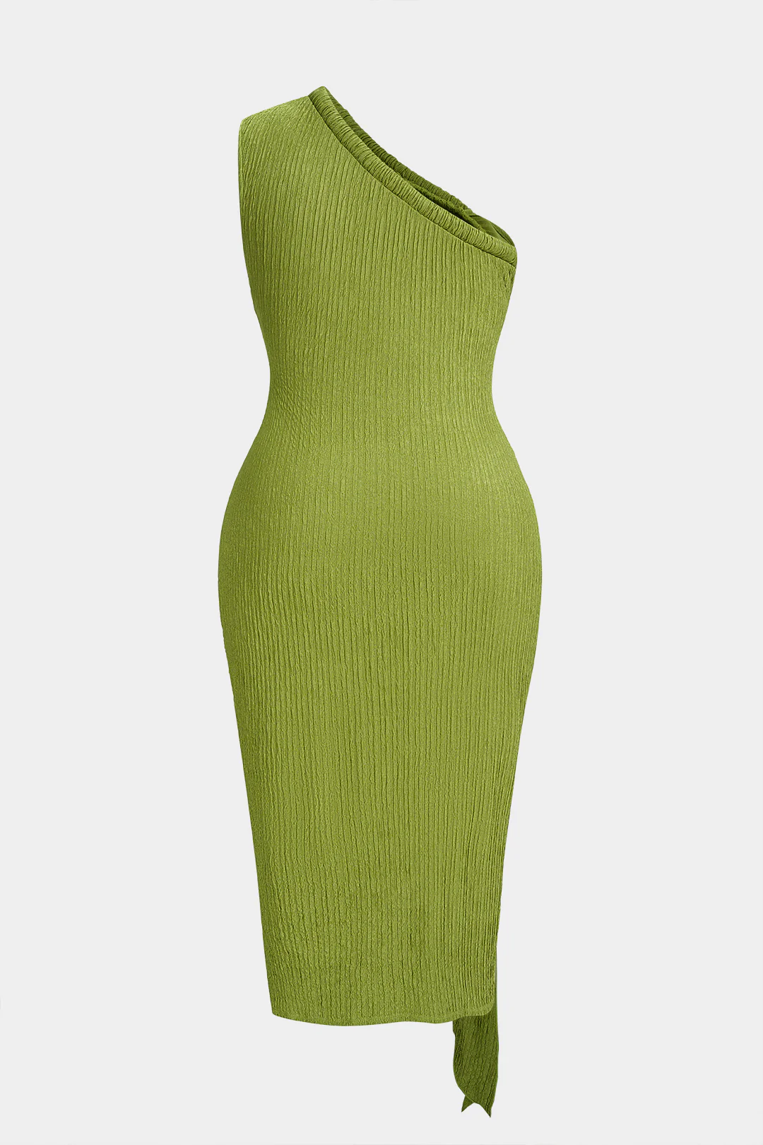 Plus Size One Shoulder Asymmetrical Ruched Sleeveless Midi Dress - Weenar