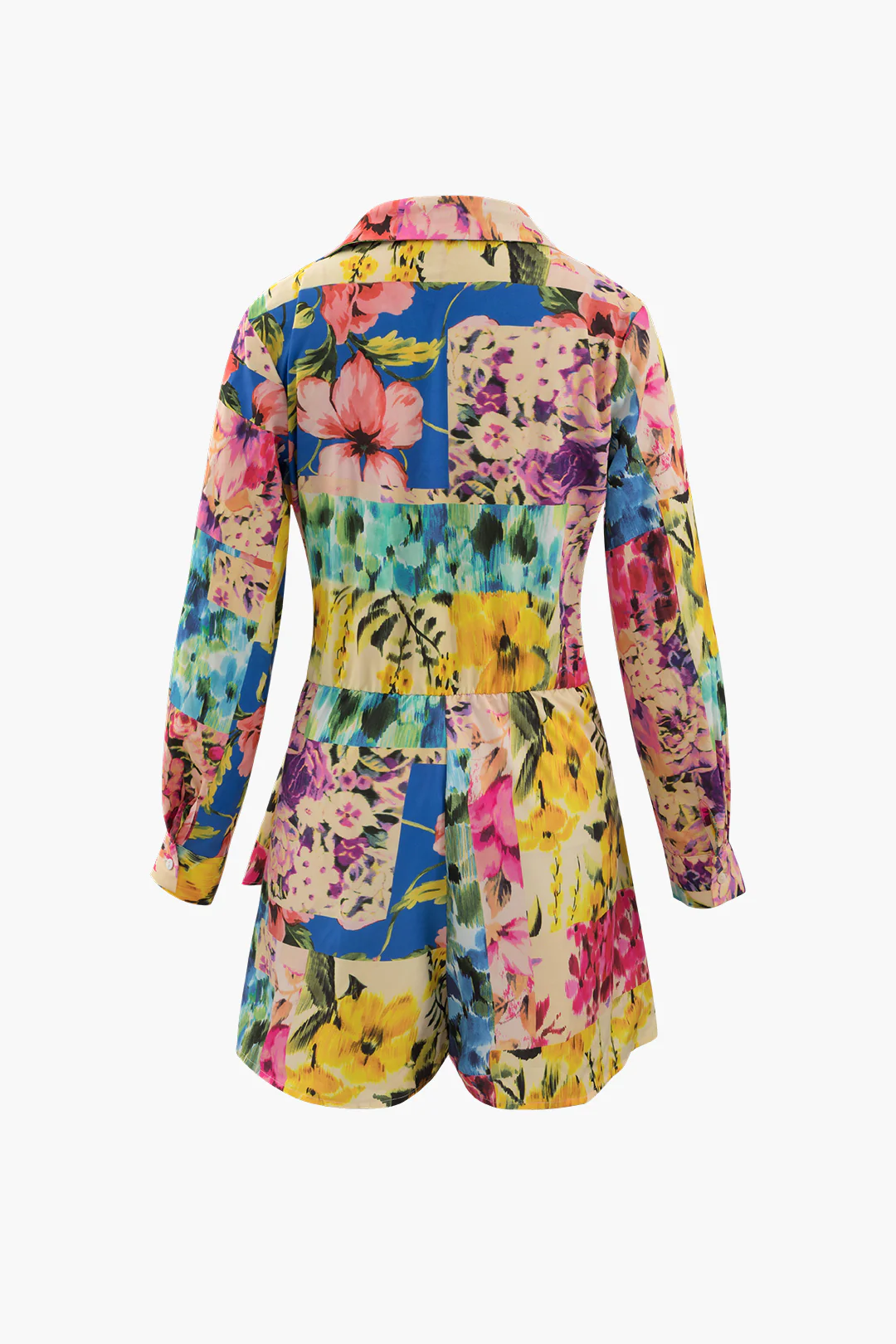 Floral Print Ruched Long Sleeve Bodysuit - Weenar