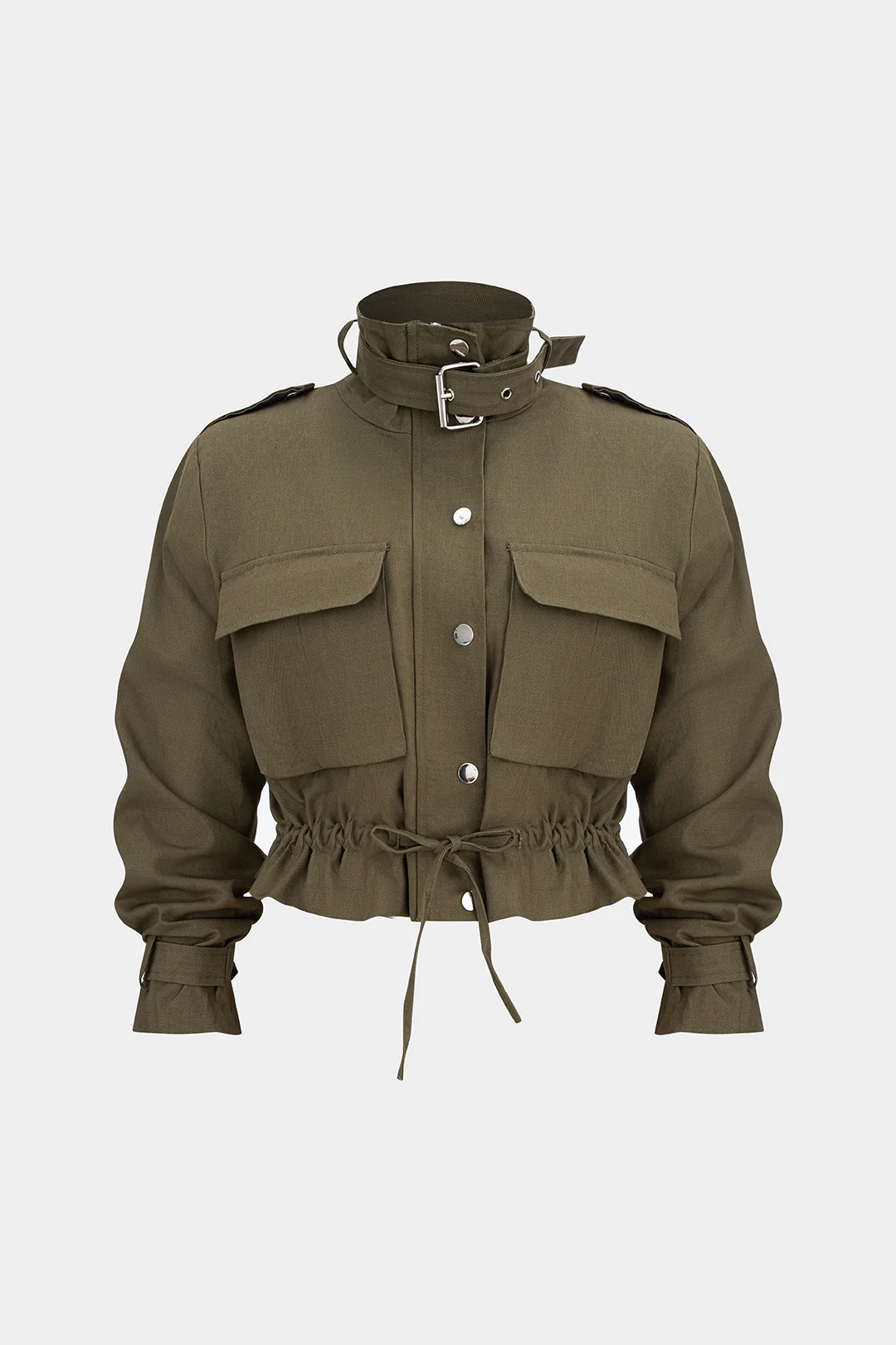 Drawstring Pocket Cropped Jacket - Weenar