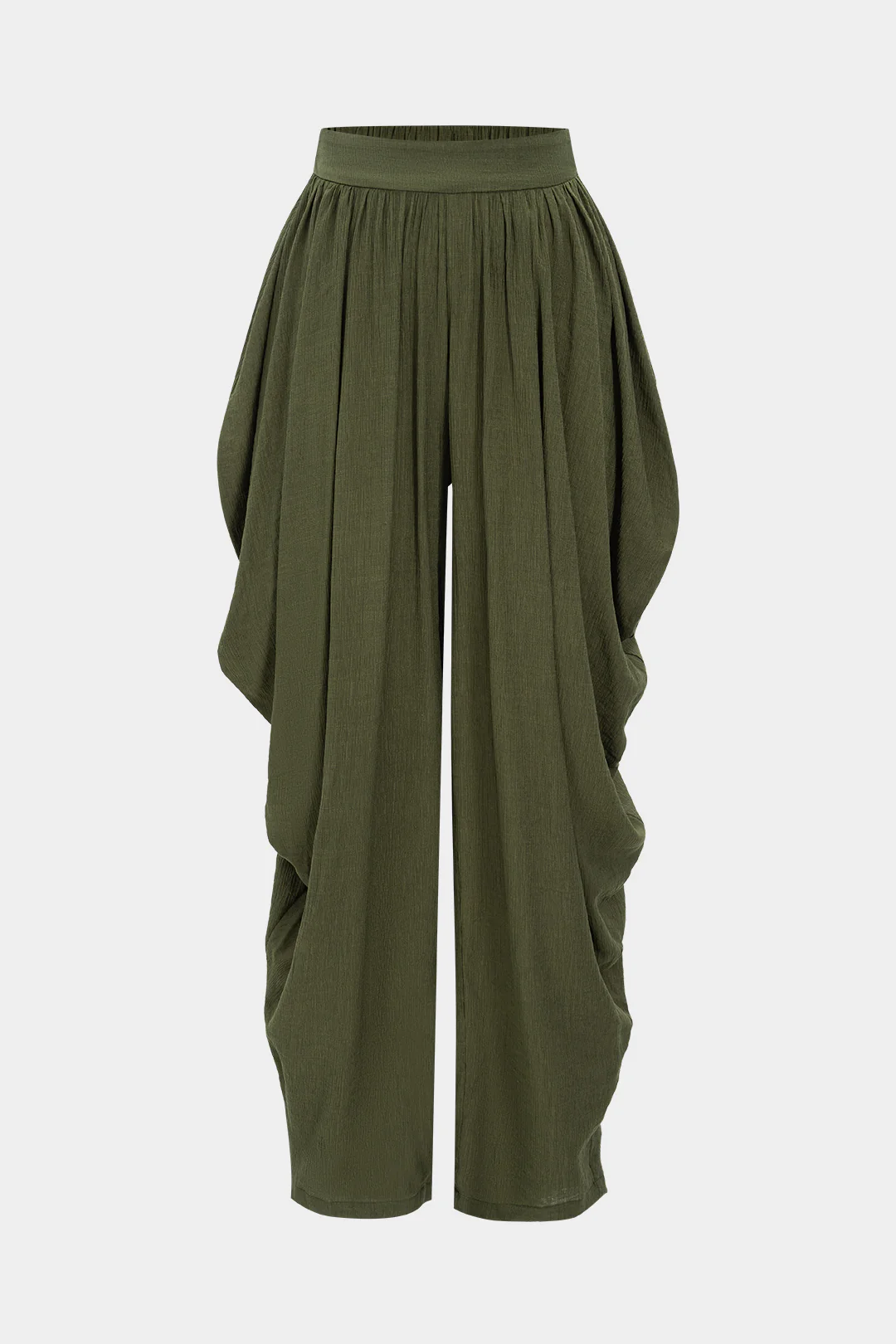 Knit Solid Ruched Trousers - Weenar
