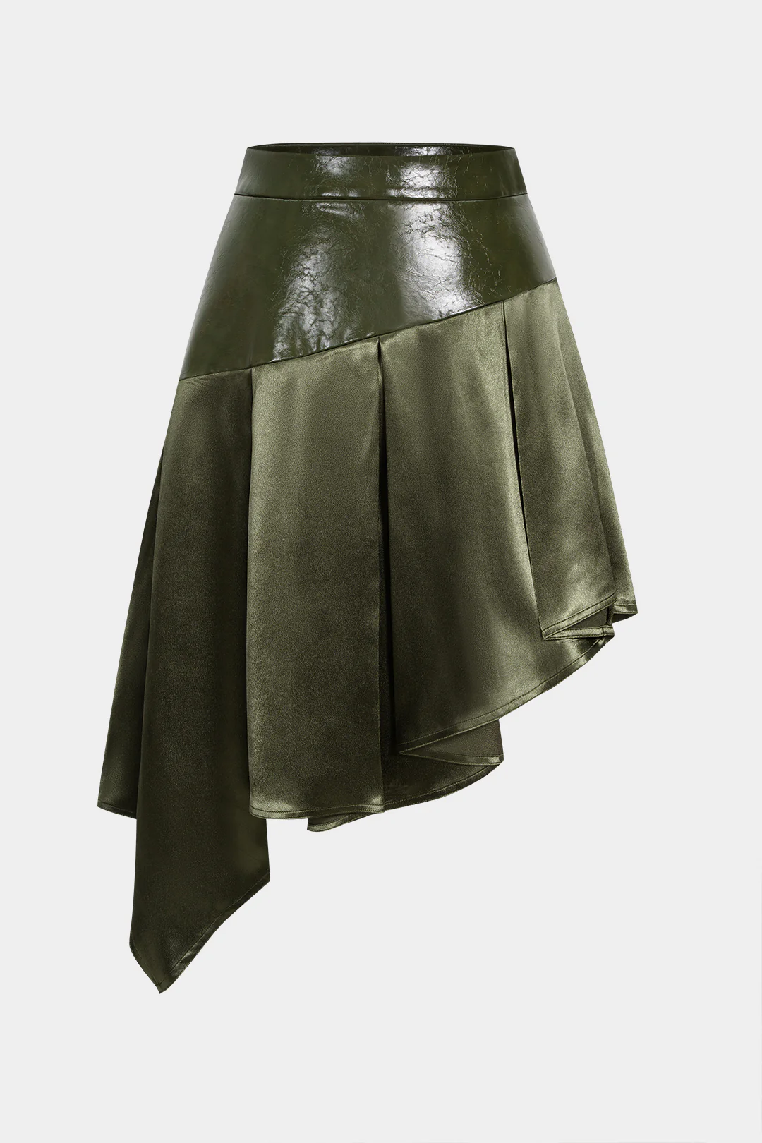 Plus Size Satin Pleated Patchwork Skirt - Weenar