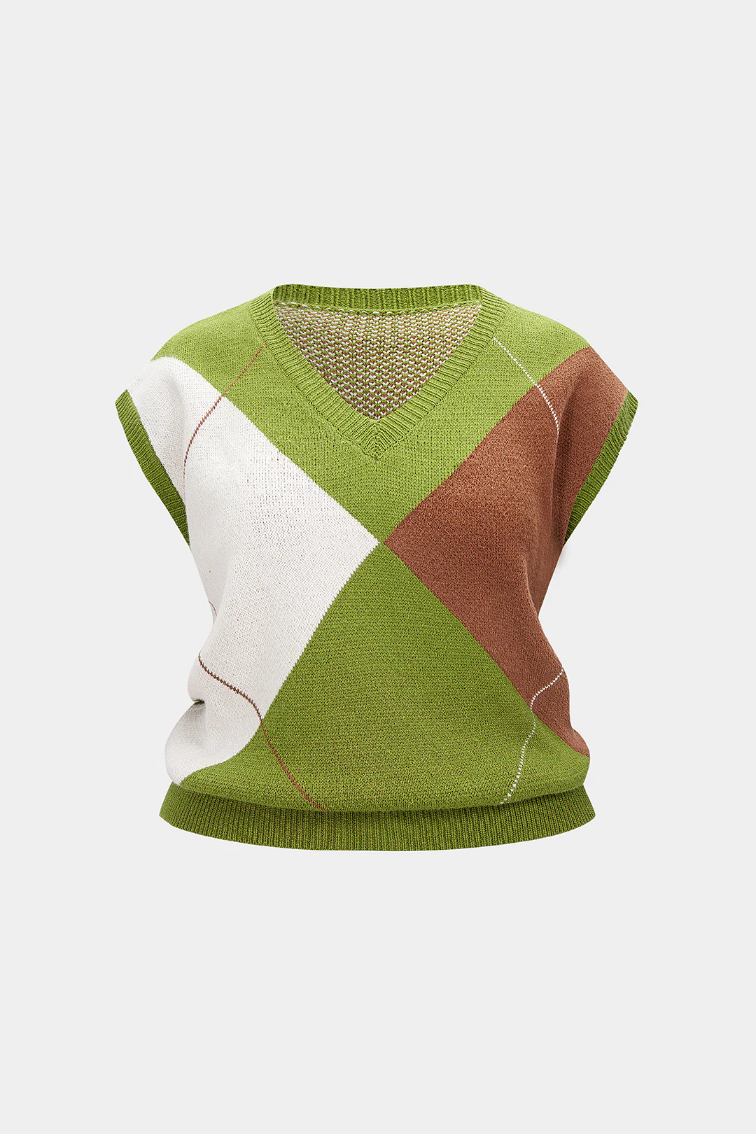 Plus Size Knit Plaid Print V-Neck Vest - Weenar