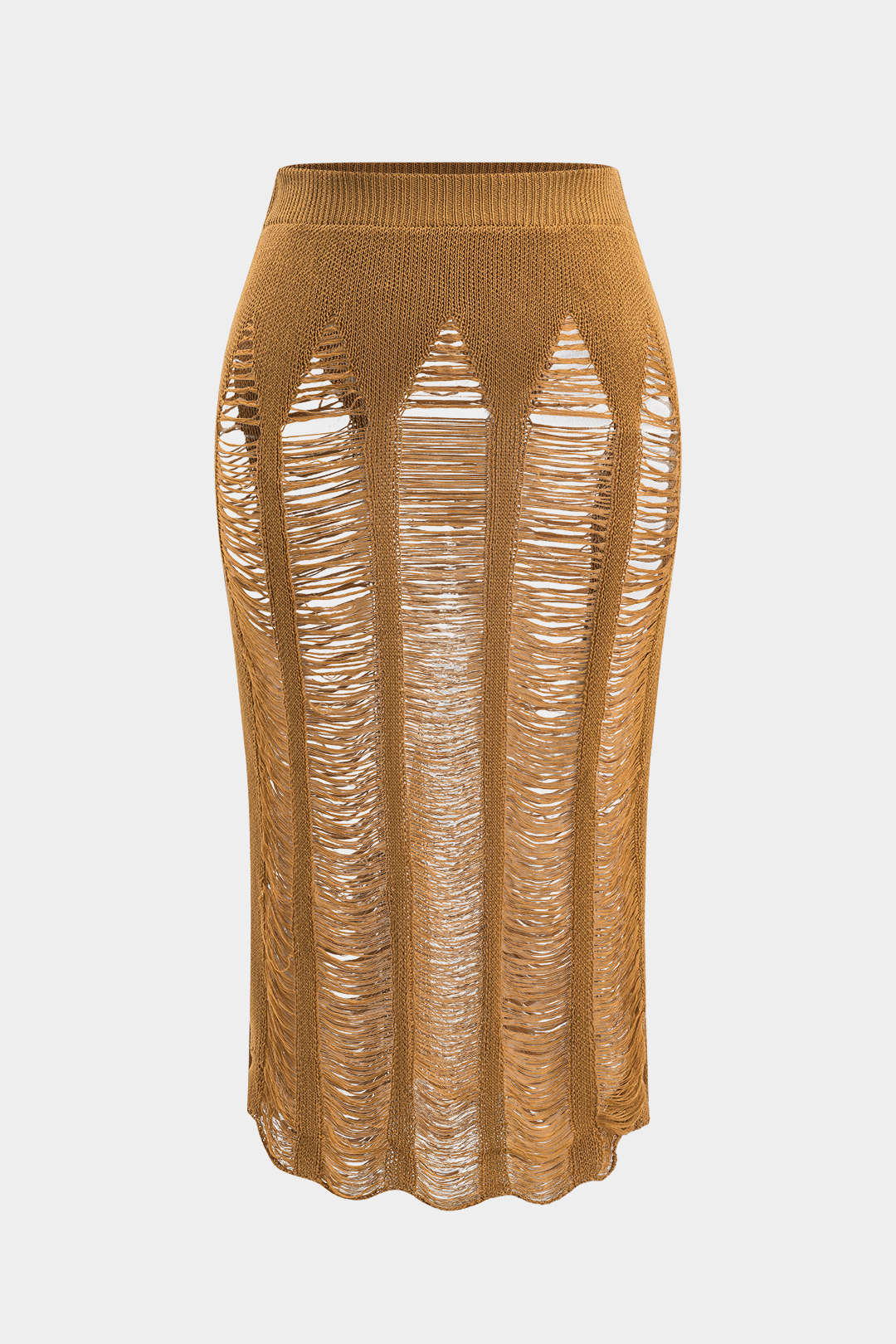 Plus Size Knit Distressed Ladder Skirt - Weenar