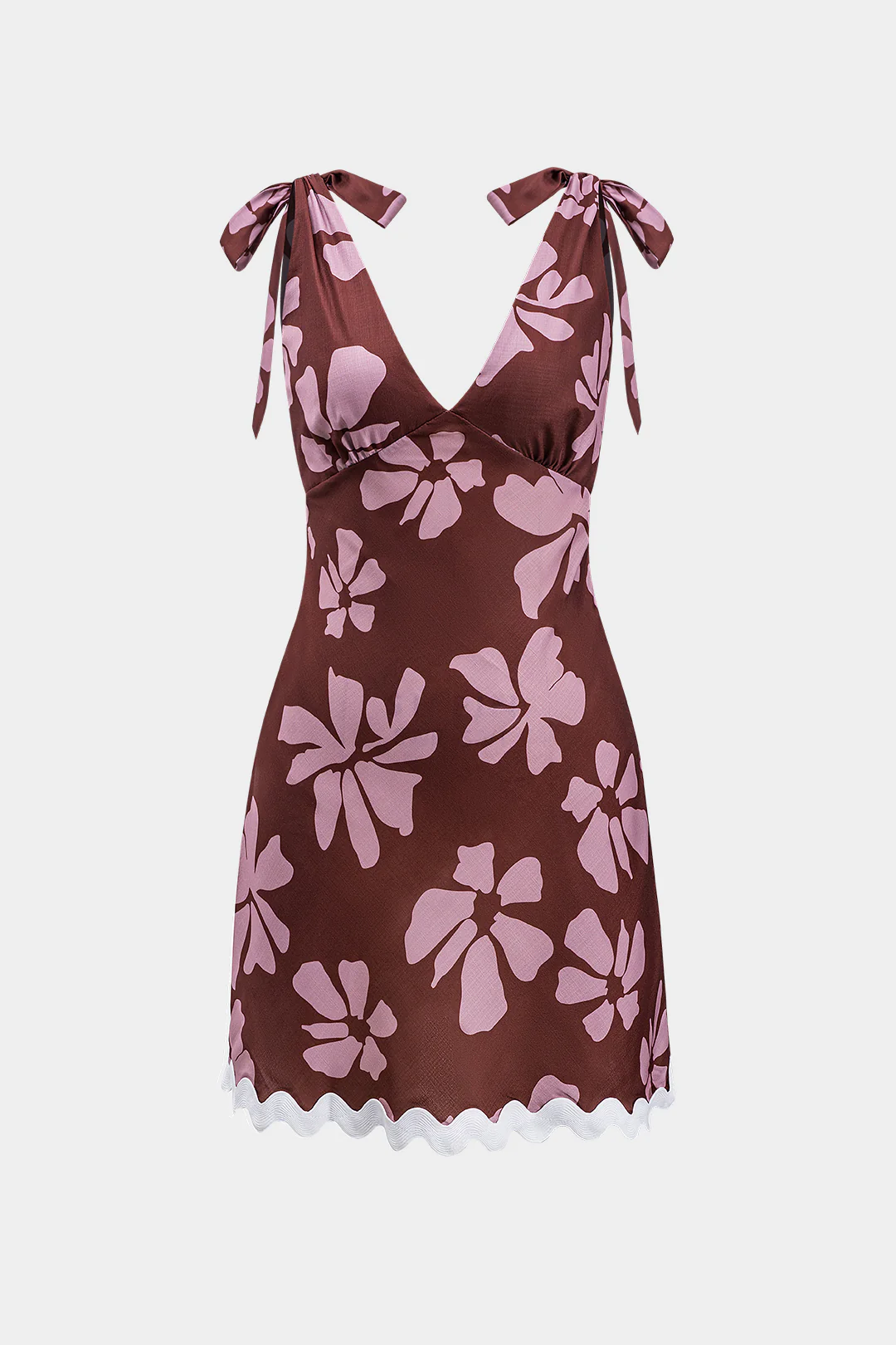 Floral Print V-Neck Tie-Up Sleeveless Mini Dress - Weenar