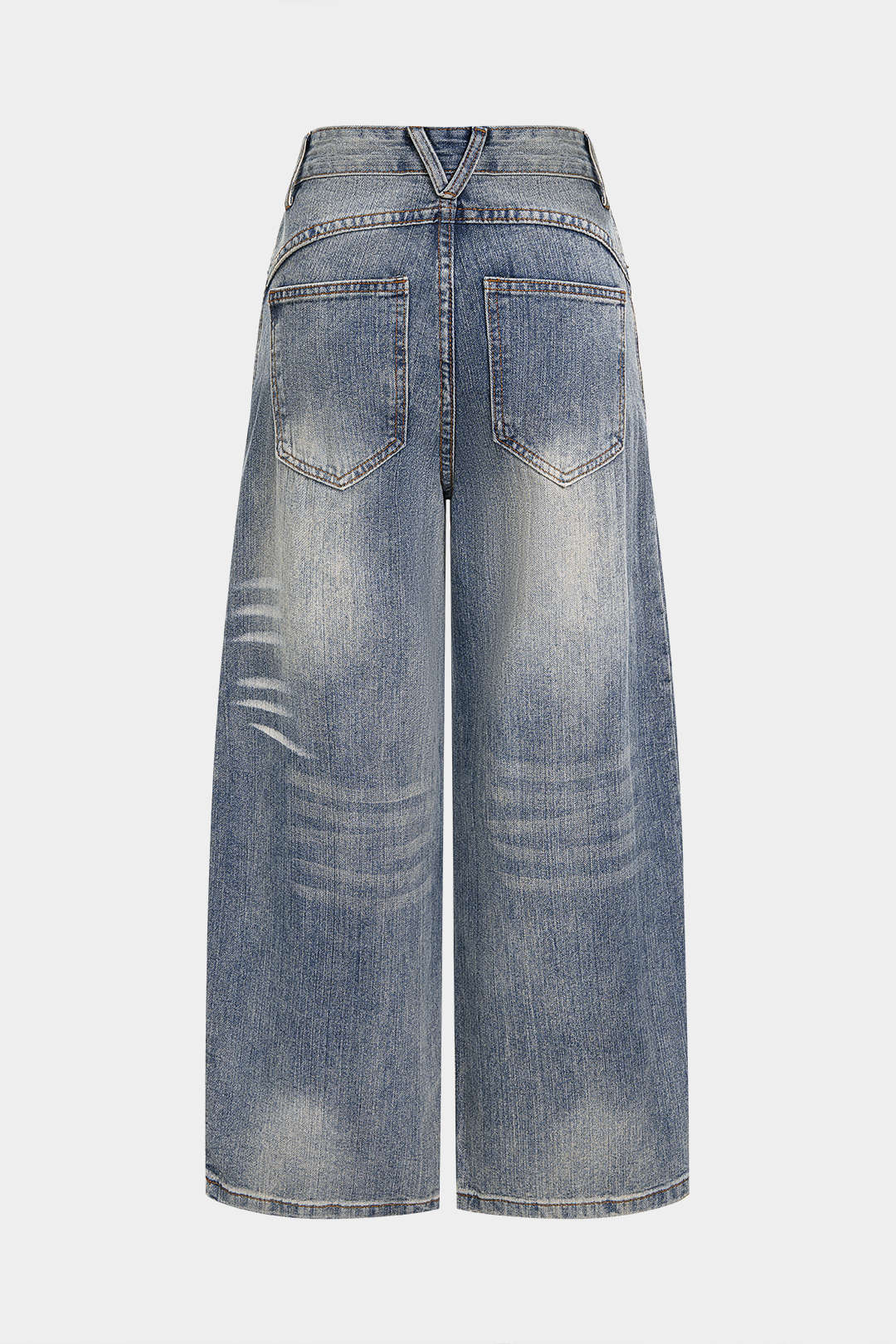 Denim Pocket High Waist Wide Leg Jeans - Weenar