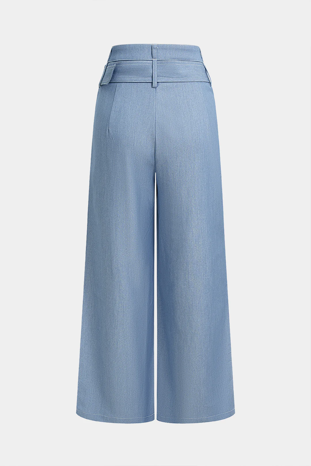 Belted Pocket High Waist Wide Leg Pants - Weenar