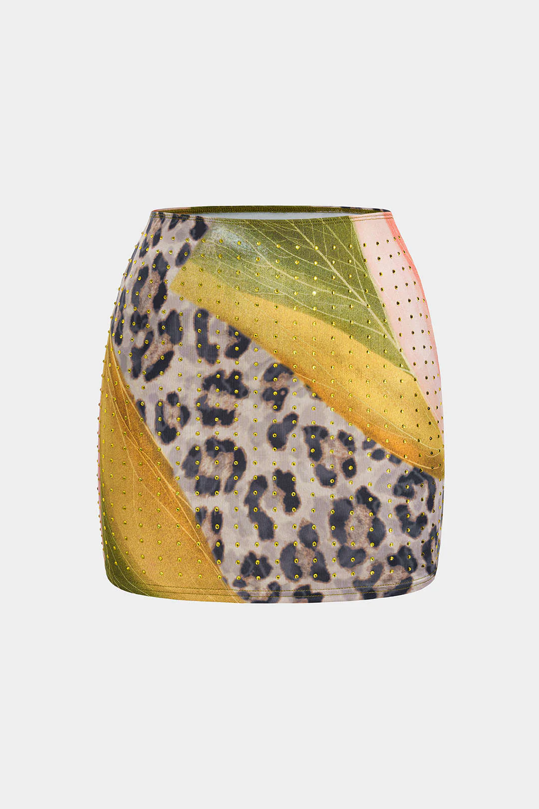 Leopard Pattern Rivet Skirt - Weenar