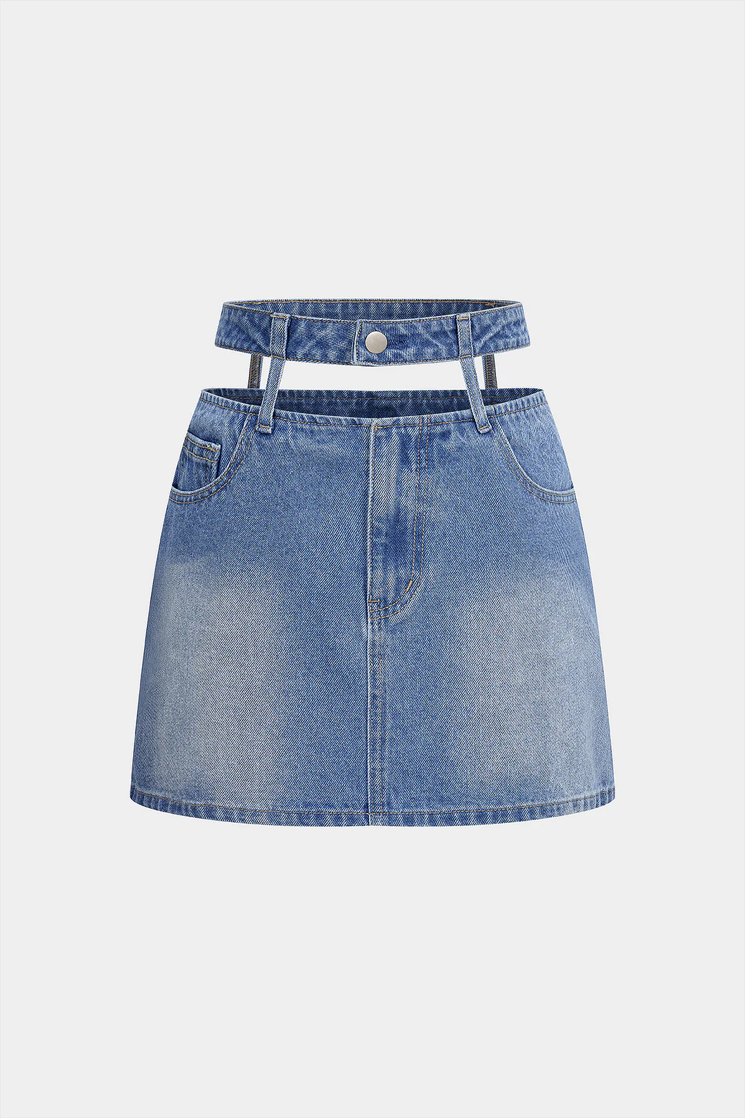 Denim Zipper Cut Out Pocket Mini Skirt - Weenar