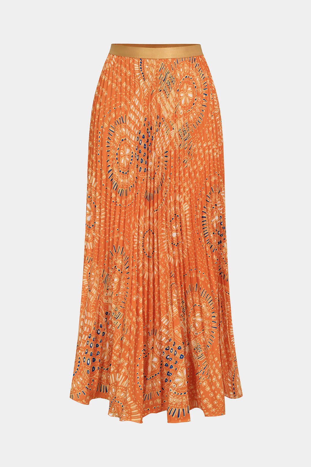 Retro Print Pleated High Waist Skirt - Weenar