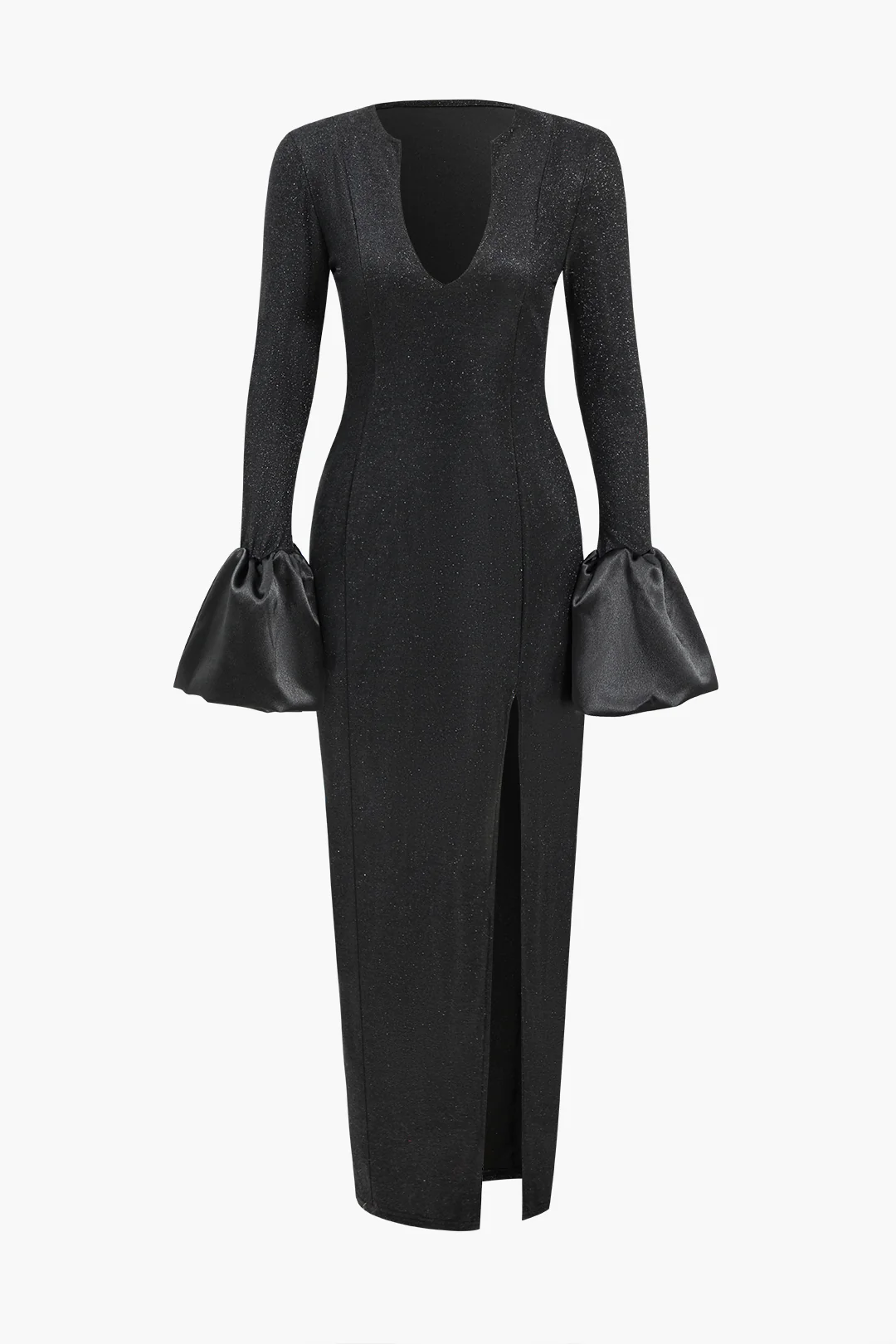 Patchwork Glitter Long Sleeve Maxi Dress - Weenar
