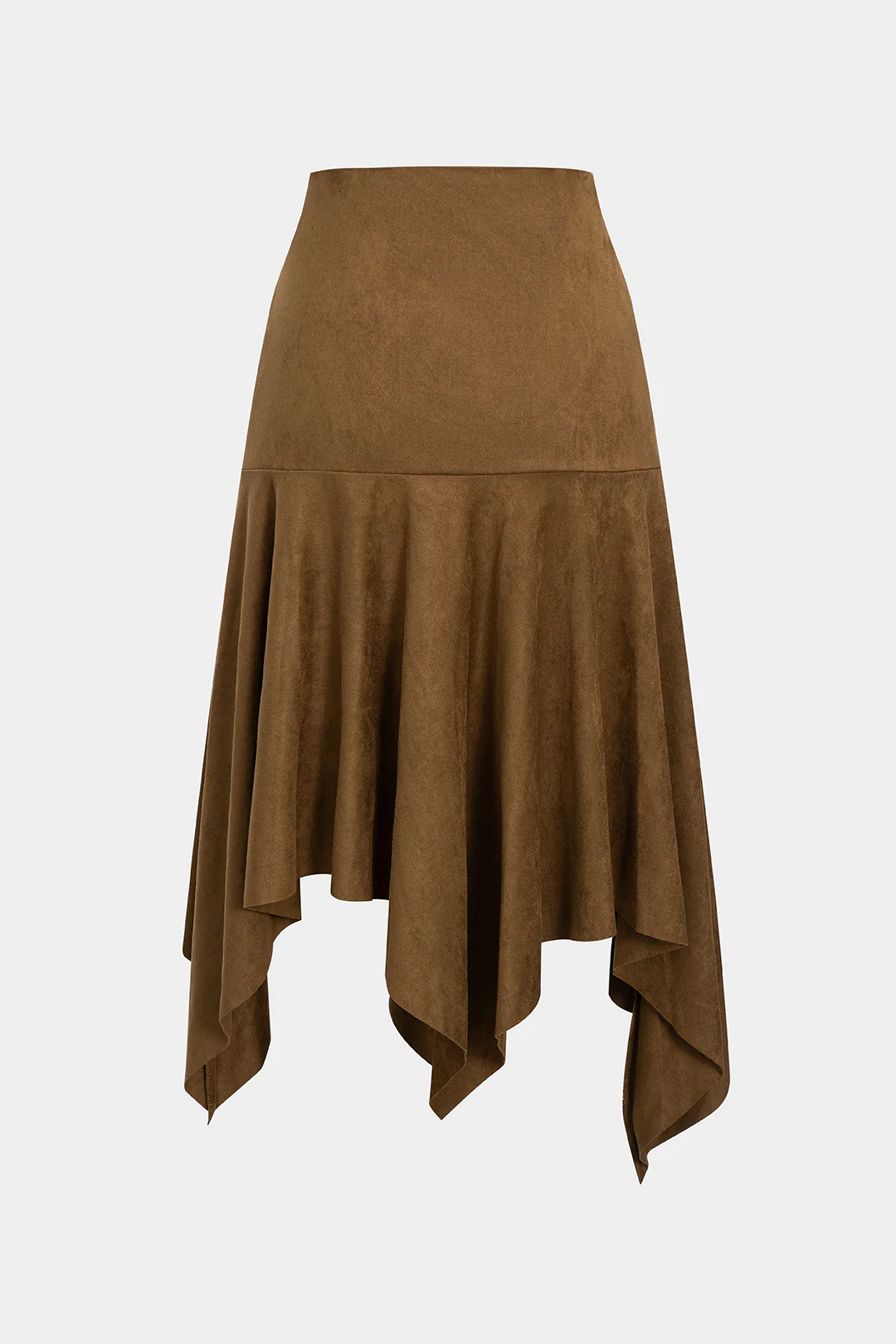 Suede Irregular Hem High Waist Skirt - Weenar