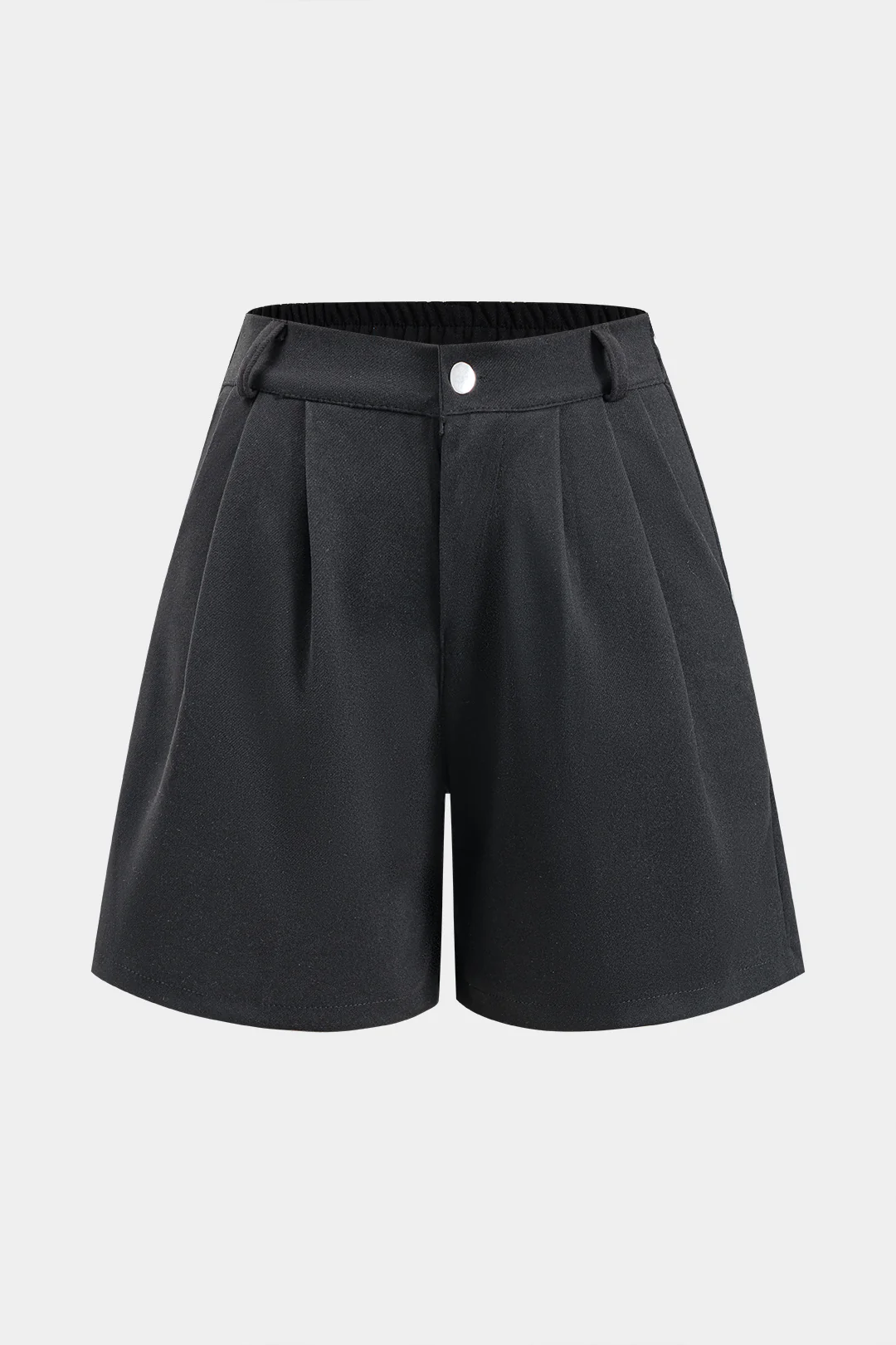 Woolen Pleated High Waist Wide Leg Shorts - Weenar