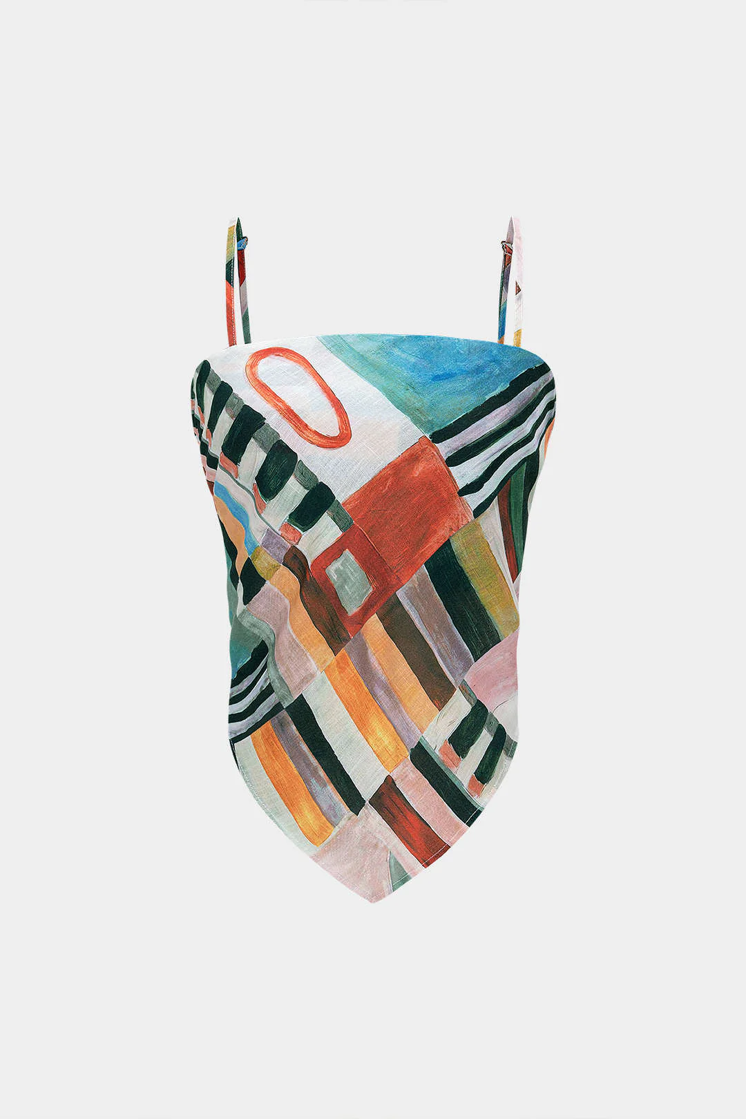 Abstract Geometric Print Knotted Cami Top - Weenar