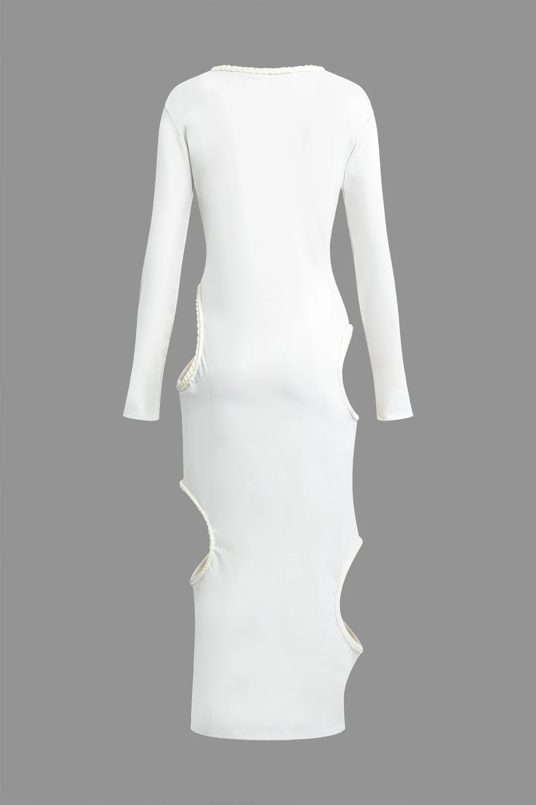 V-Neck Cut Out Long Sleeve Maxi Dress - Weenar
