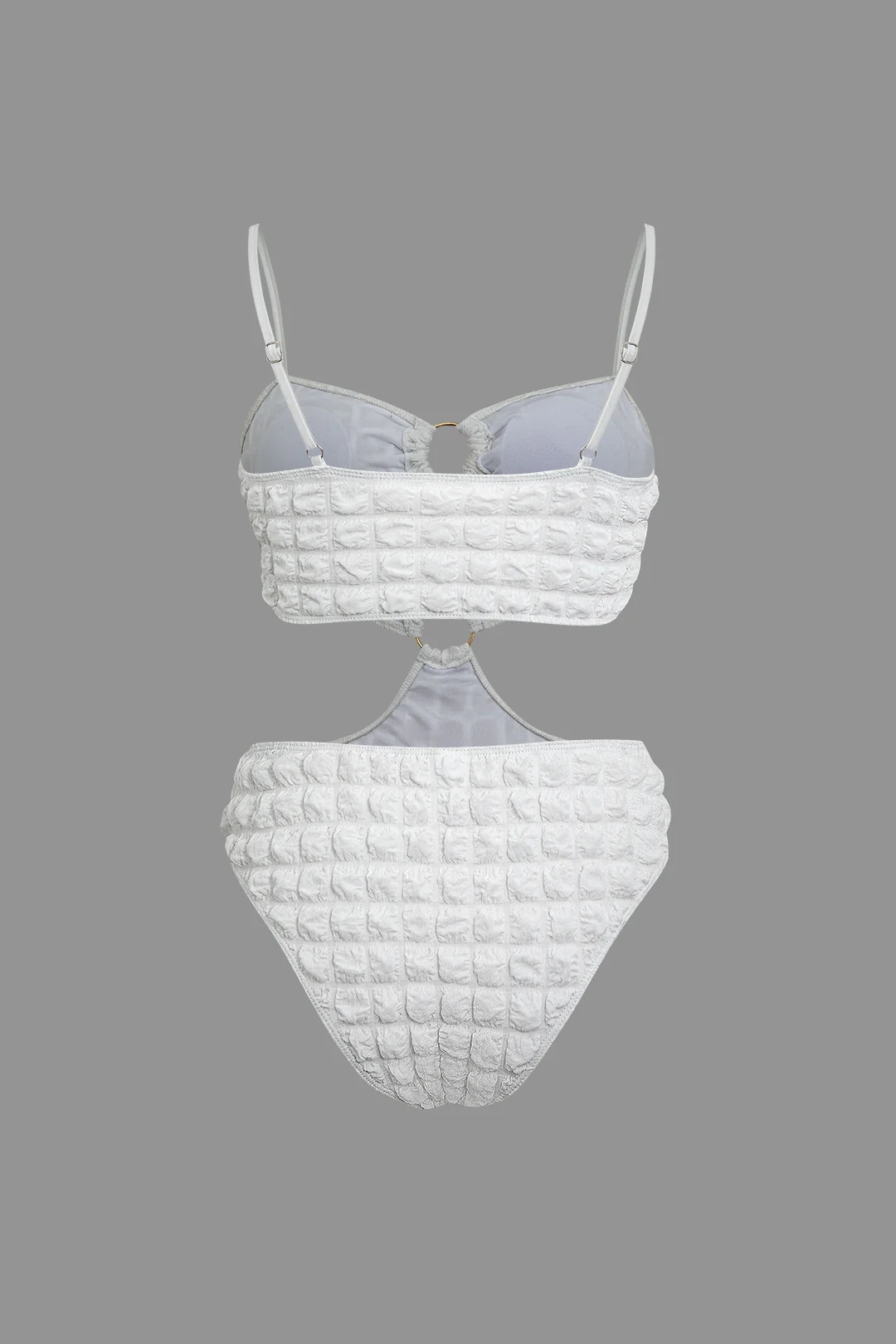 Metallic Decor Hollow Out Ruched Swimsuit - Weenar