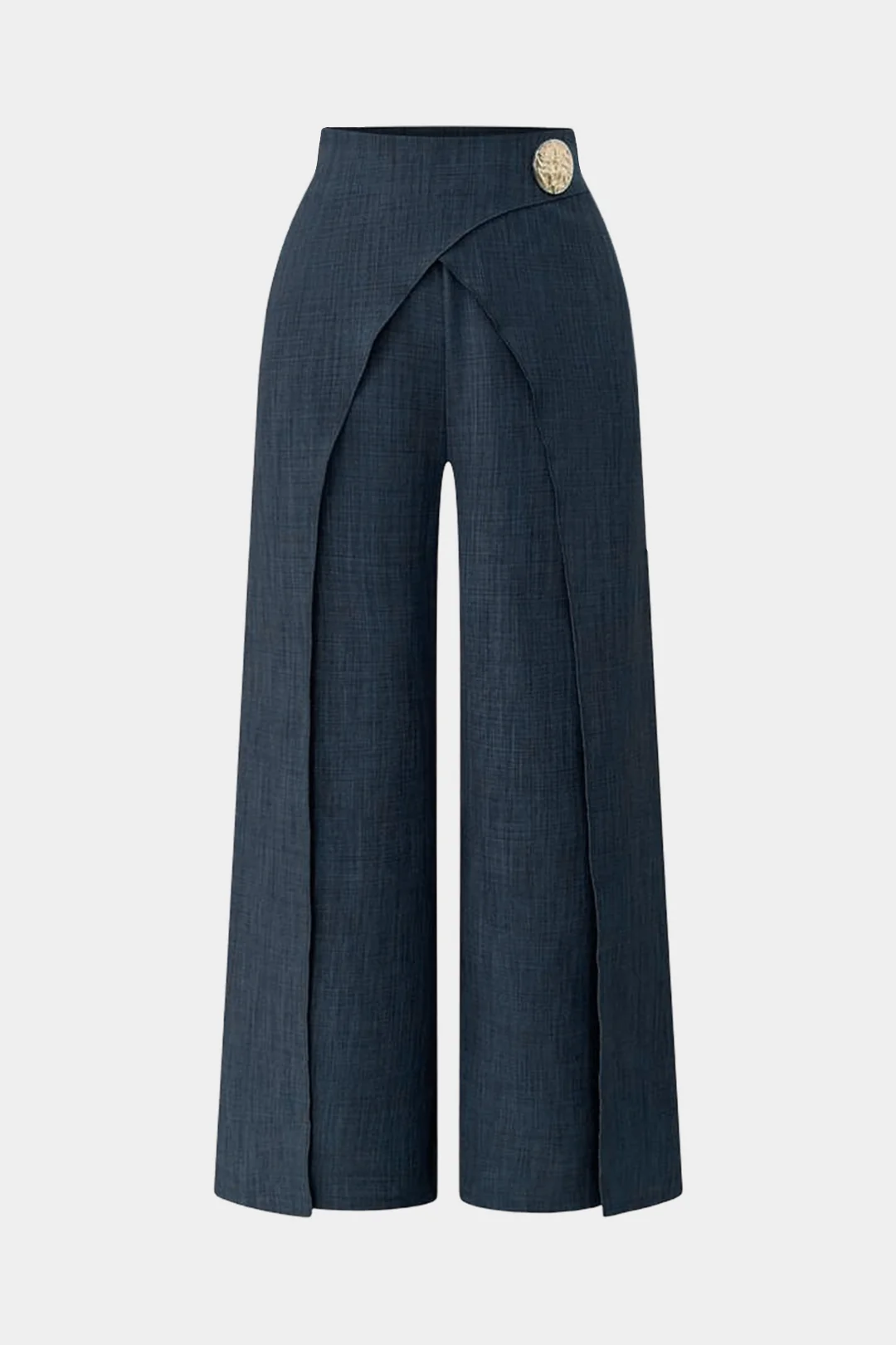 Metallic Decor Asymmetrical Wide-Leg Pants - Weenar